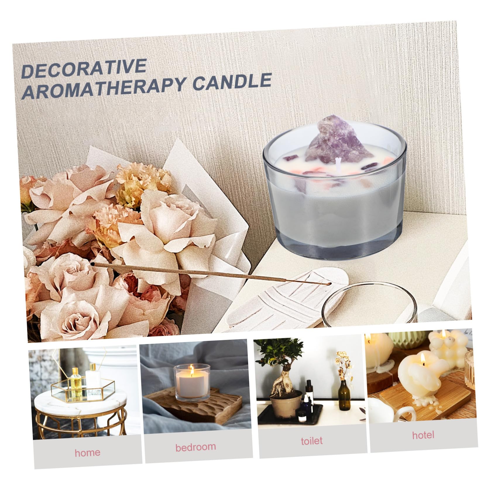 VALICLUD Vela Aromática Decorativa de Aromaterapia Hecha a Mano en Vaso de Vidrio Piedra de Cristal para Relajación y Ambiente Cálido en Sala de Estar