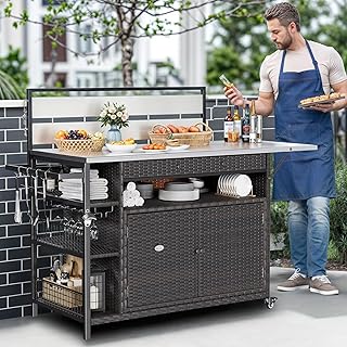 YITAHOME XL Outdoor Kitchen Island, Outdoor Bar Table & Storage Cabinet,...