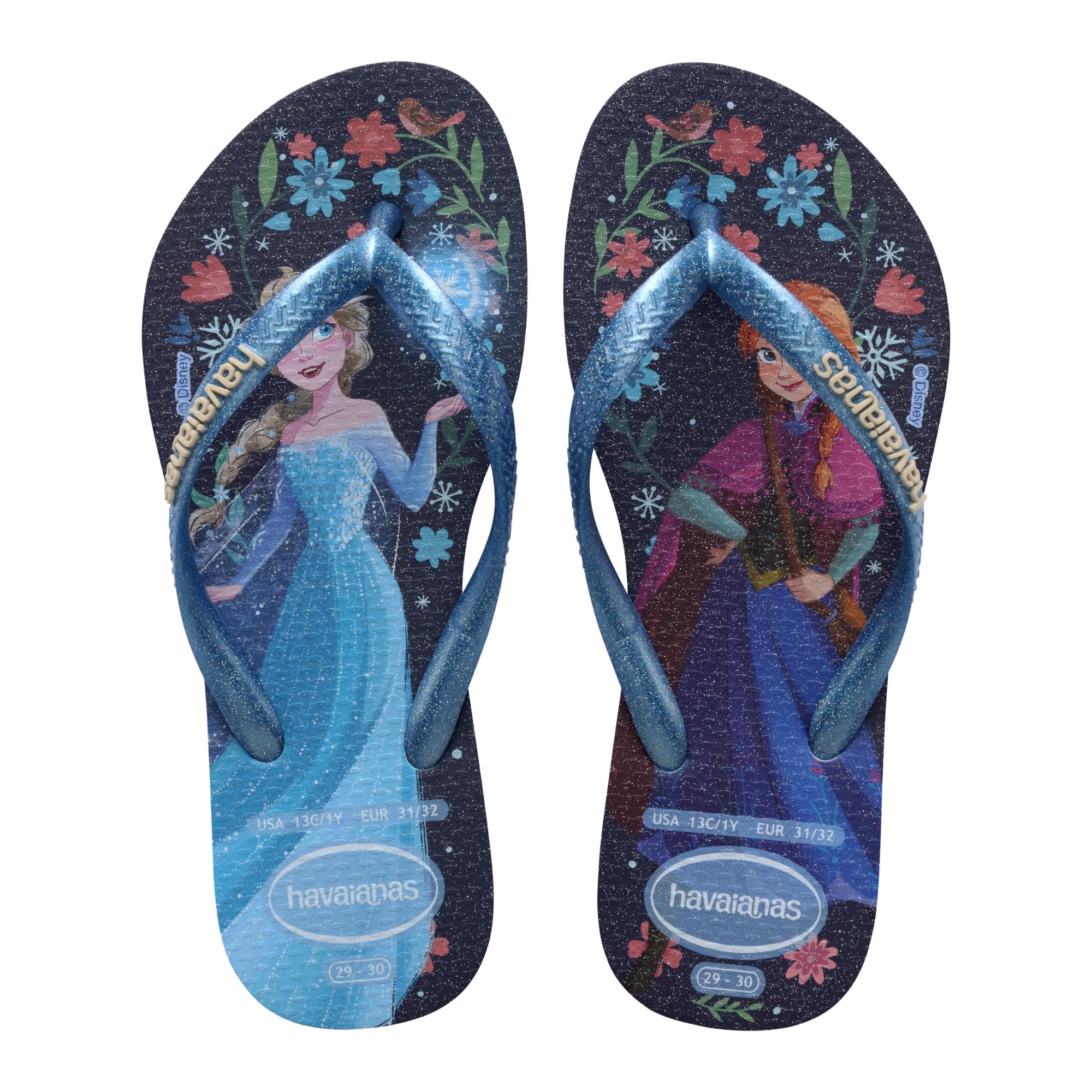 Havaianas – Kids Slim Princess, Disney-Prinzessinnen-Flip-Flops für Kinder, Elegantes Design mit Schmalen Riemen, Rutschfeste und Bequeme Sohle, Mädchen