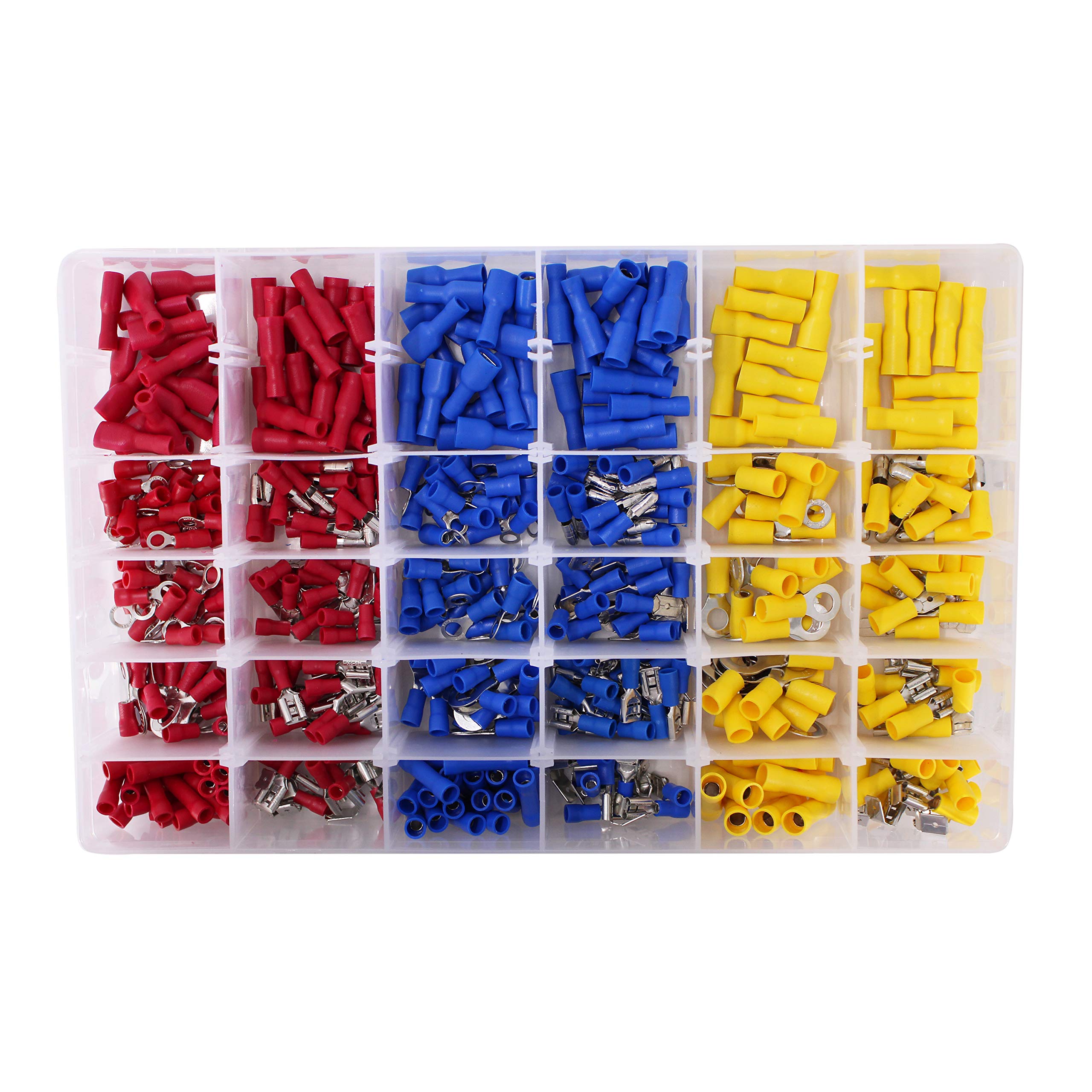 HFS (R) 480Pcs Assorted Crimp Terminals, Wire Connectors, Mixed Assorted Lug Kit, Spade Ring Set for Automotive, Electrical Wirings, LED Lighting, Home DIYer