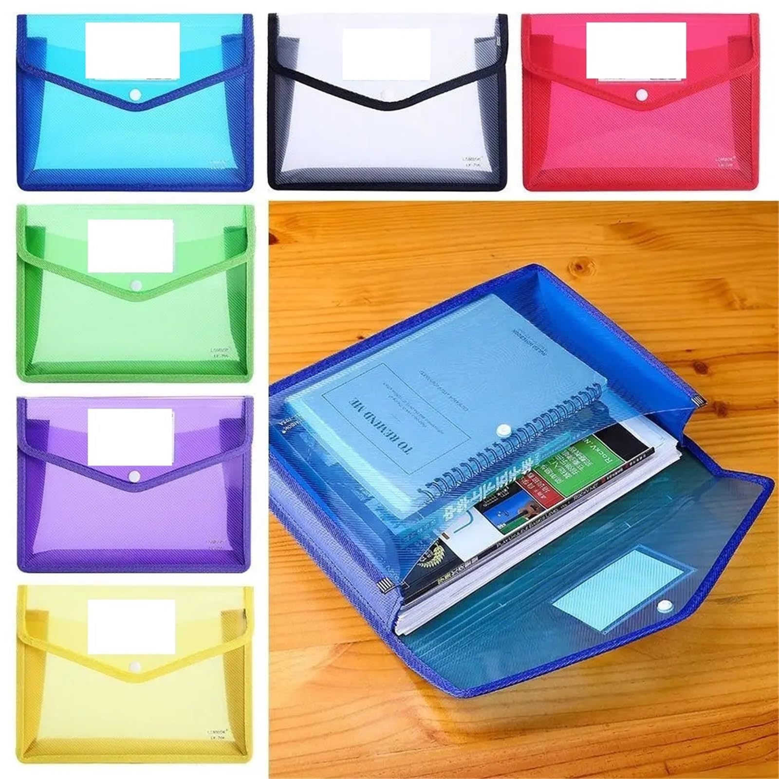 Buste for cartelle di file A5 impermeabili in PVC 20 pezzi(Green)