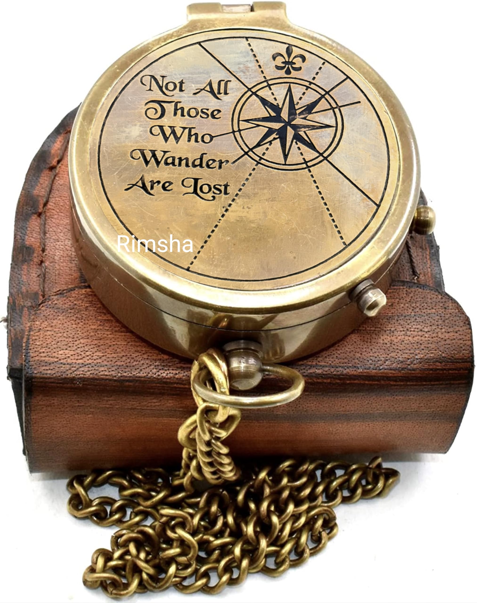 Nautical Pocket Compass Not All Those Engraved Brass Camping Compass Engraved Pocket Compass for Trekking Survival Outdoor Item by SANA Nautical Compass, 5 x 5 x 1.8''