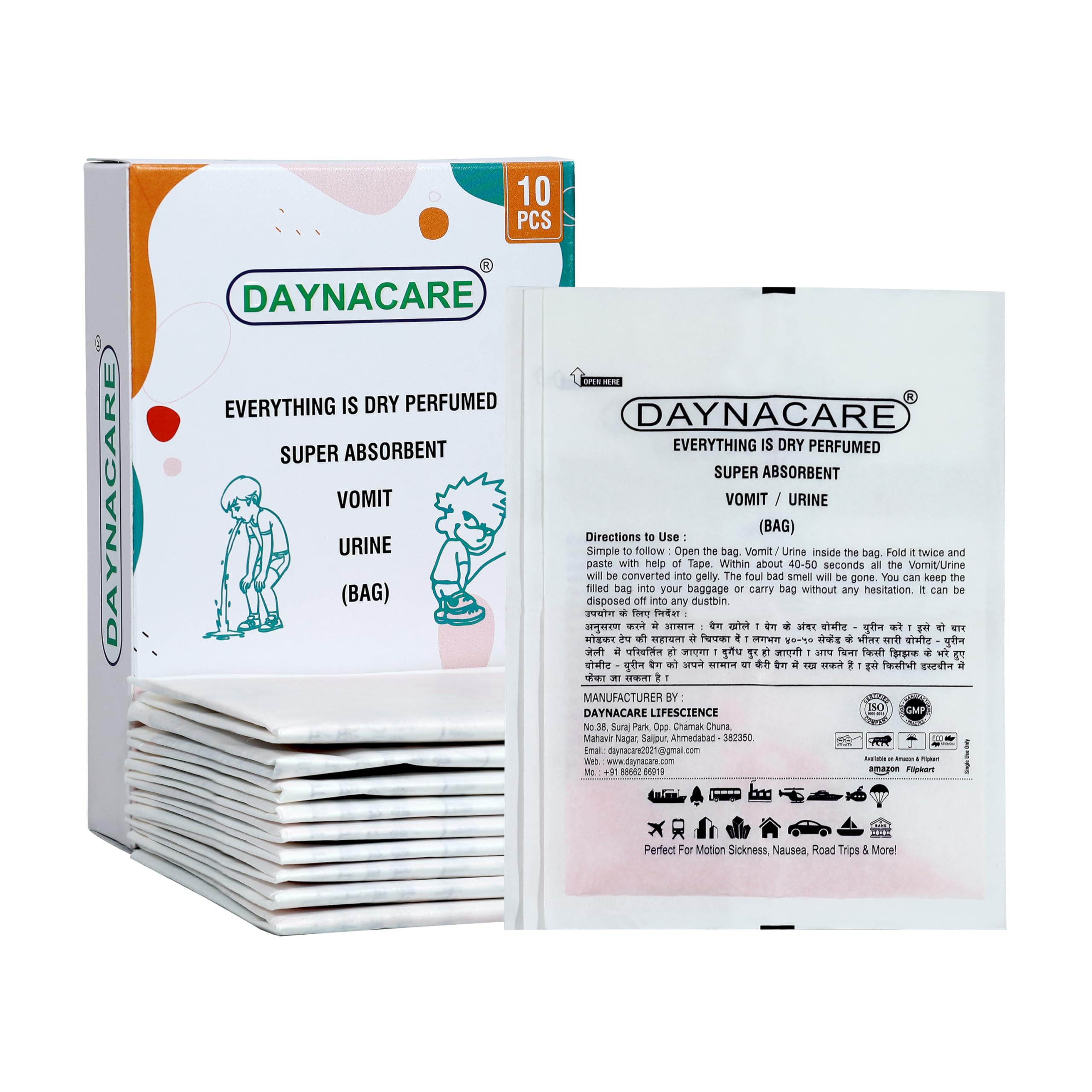 Strawberry Scented Vomit Bags for Travel – Pack of 10 | Travel Motion Sickness Disposable Bag | Leak-Proof, Odor-Control | Emesis Bags| Good for All Ages, Kids, Adult and Pregnant Women