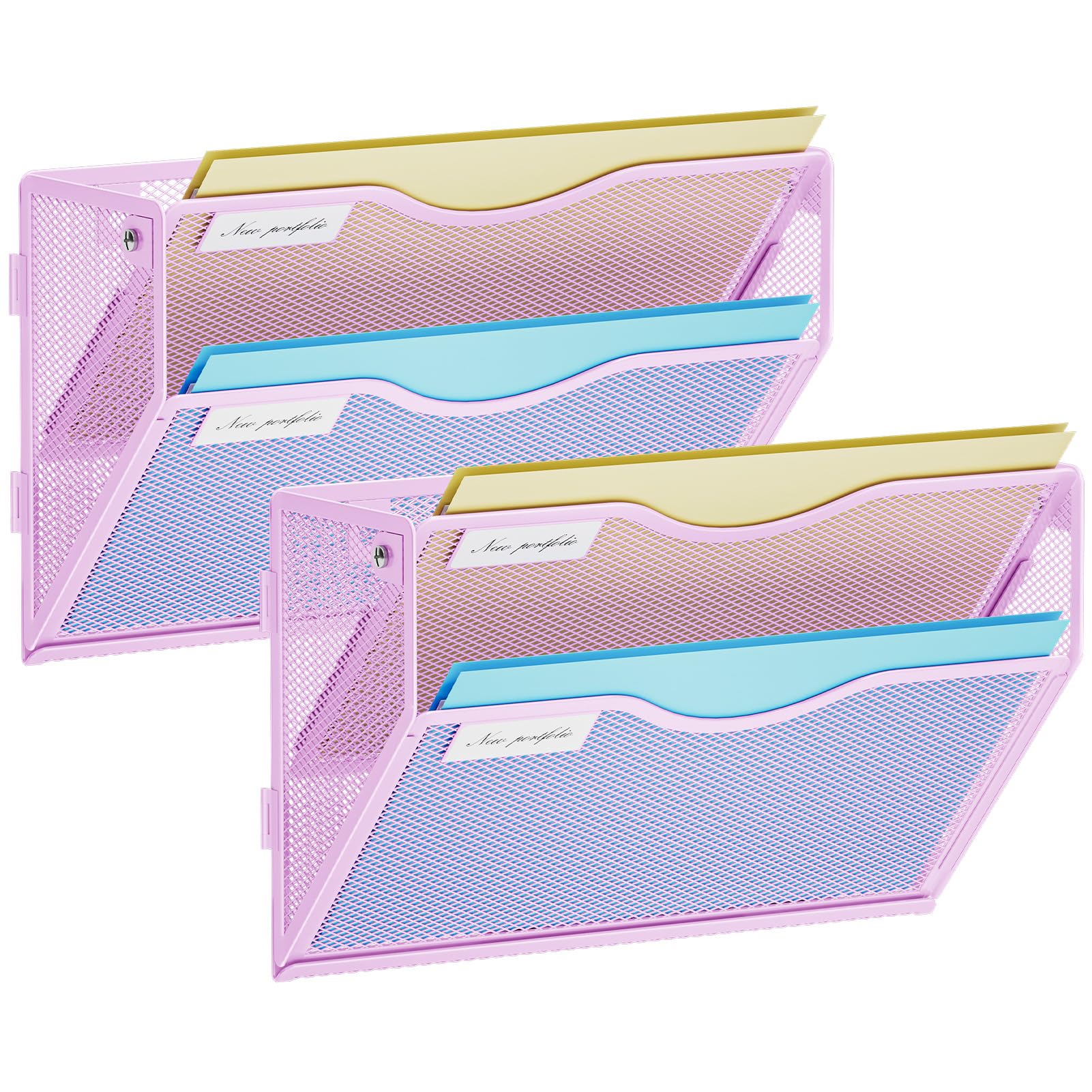 Porte-documents mural 2 niveaux en maille violette Marbrasse pour bureau