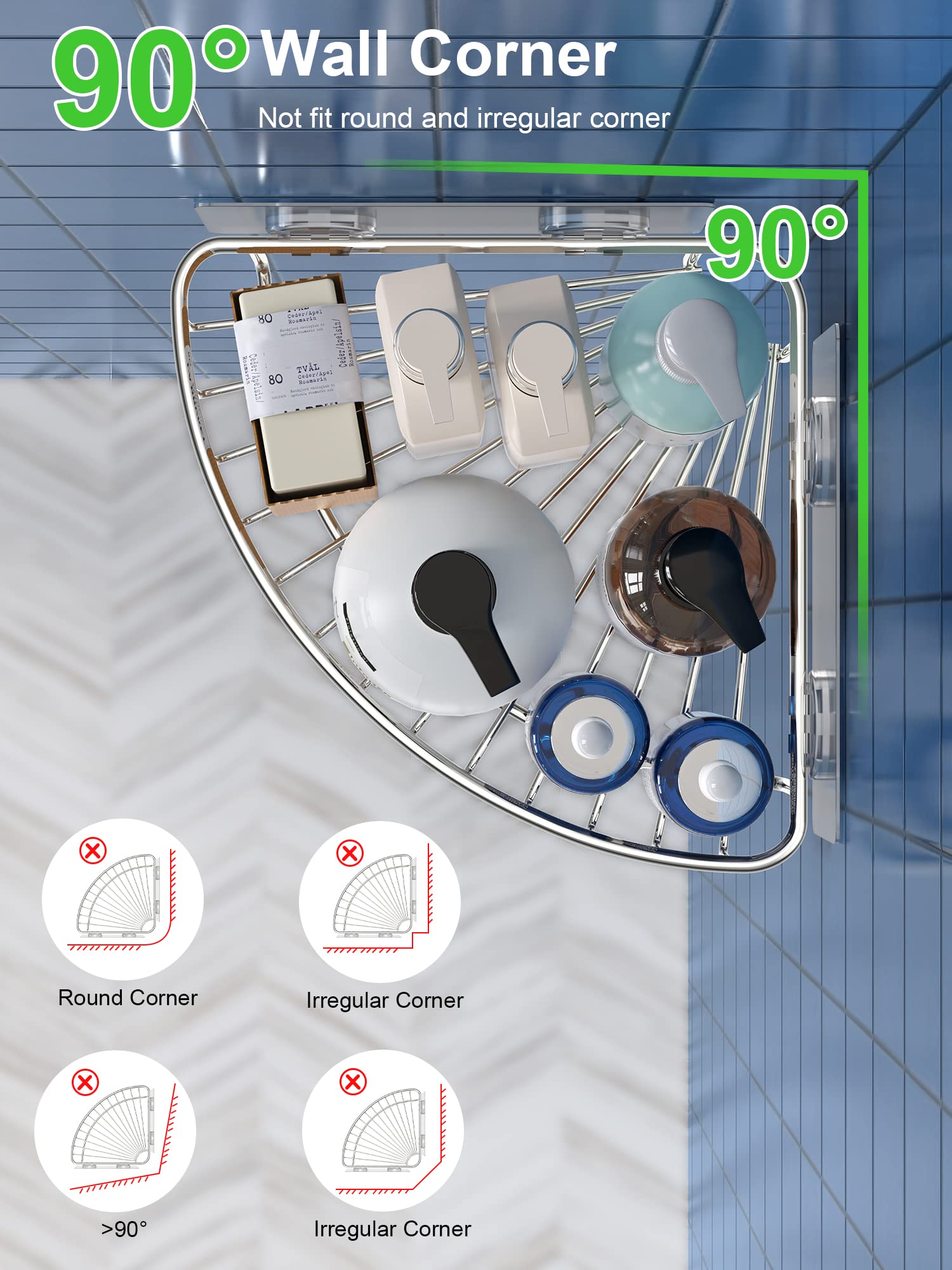 SMARTAKE 2Pack Corner Shower Caddy, SUS304 Stainless Steel, Wall Mounted Bathroom Shelf with