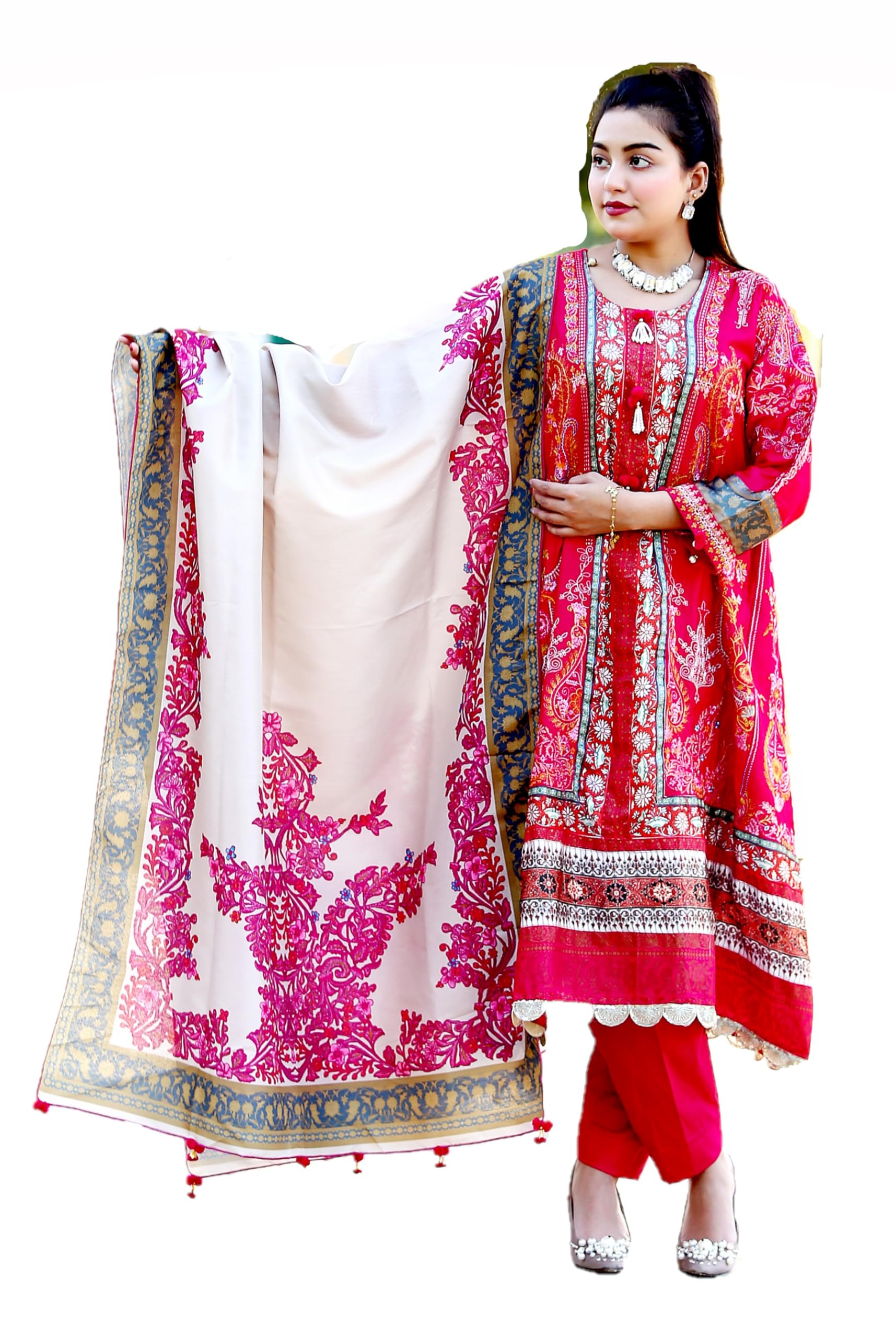 SUFIA FASHIONS3Pcs Shalwar Kameez for Women Thread Work Heavy Embroidery Party Kurti Tunic Tops Ethnic Salwar kameez Dress SF111