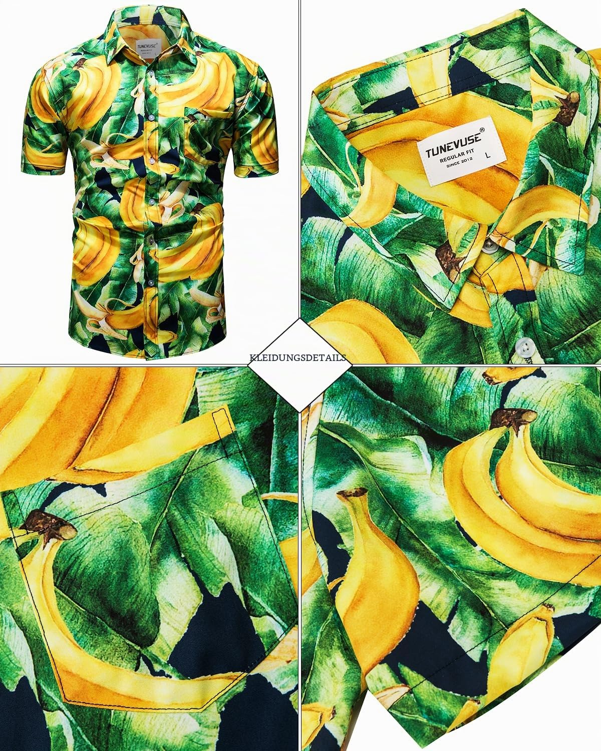 TUNEVUSE Herren Hawaiihemd und Shorts Set, 2-teiliges tropisches Set, Blumen Bedruckte Knopf Strand Set mit Hut