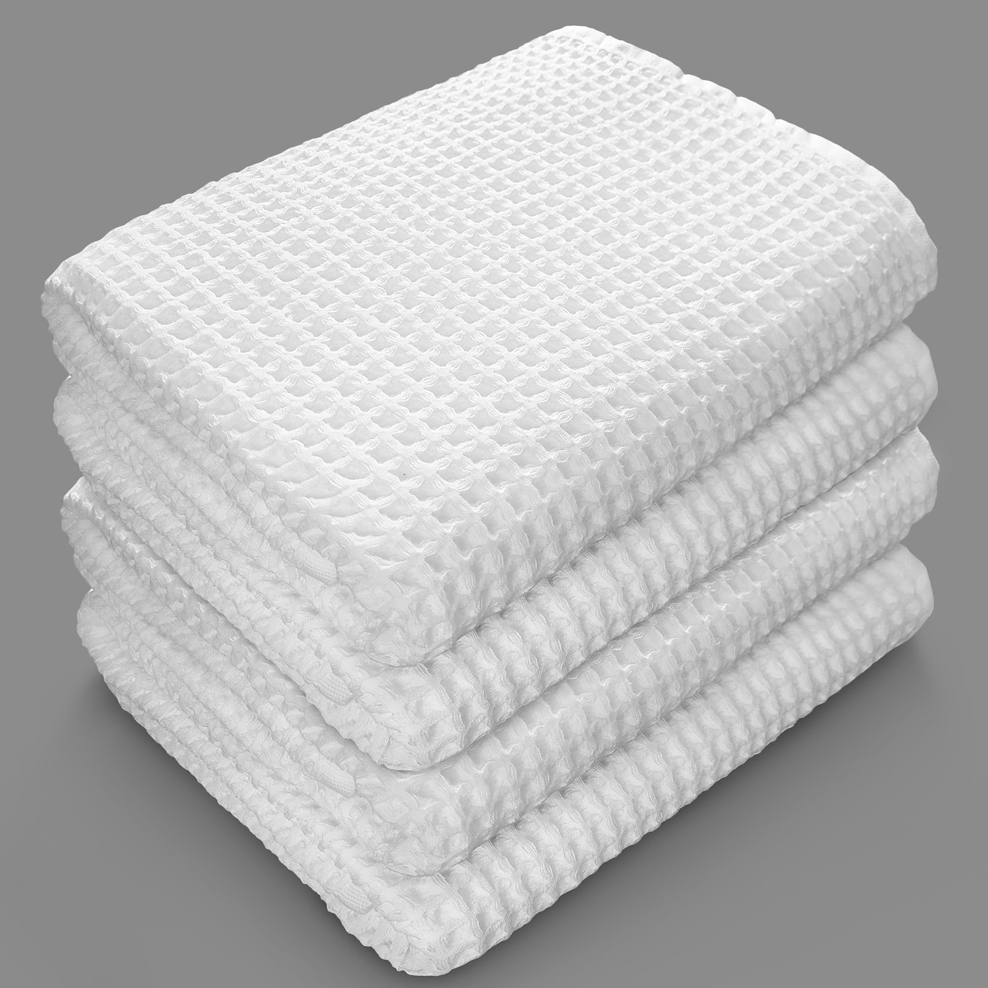 Softerry European Waffle Weave Bath Towel Set - 100% Organic Cotton - Quick Dry Lint Free Thin and Absorbent - Fade Resistant - Eco-Friendly (Set of 4