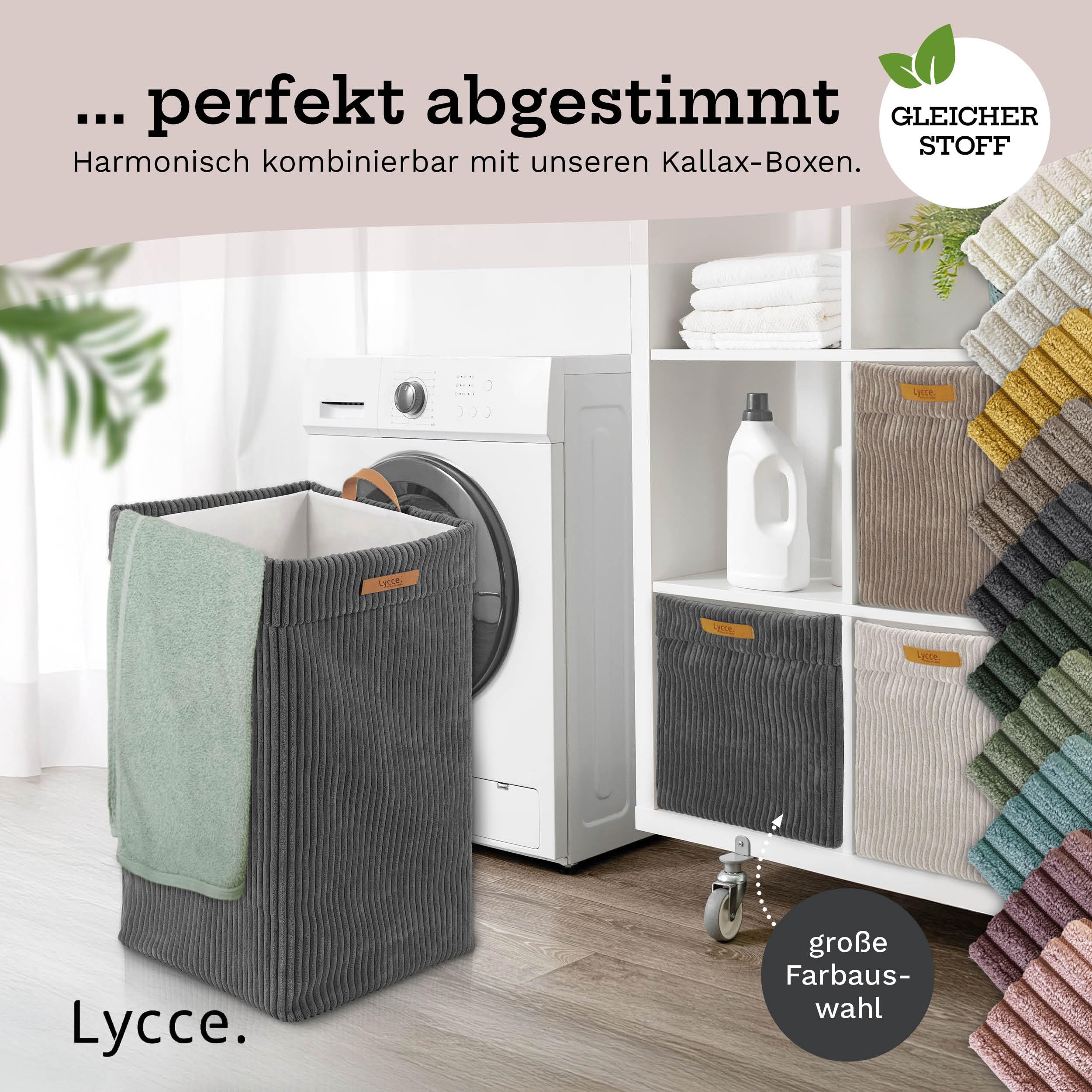 Lycce Wäschekorb Cord, waschbar - faltbar (Dunkelgrau)