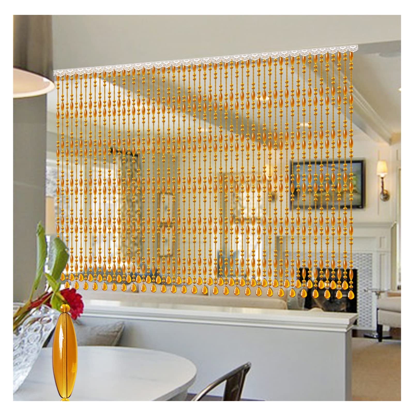 Rideau de perles argentées 100 x 200 cm - Rideau de perles de cristal - Rideau de porte - Décoration intérieure - Rideau à fils - Rideau séparate | Leroy Merlin