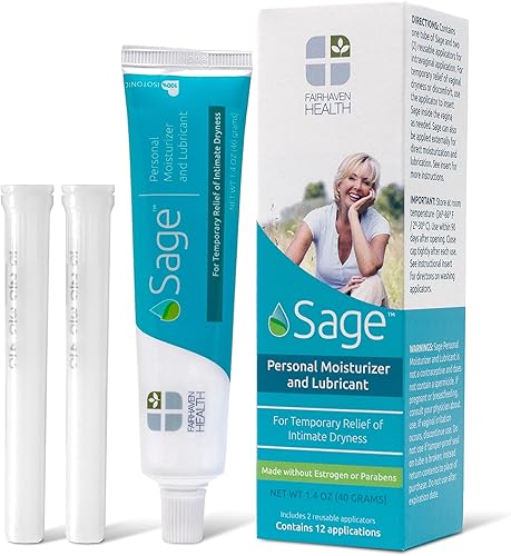 Fairhaven Health Sage Vaginal Moisturizer and Lubricant 2-in-1 Moisturizing Feminine Lube Womens Dryness Made Without Parabens Estrogen 12