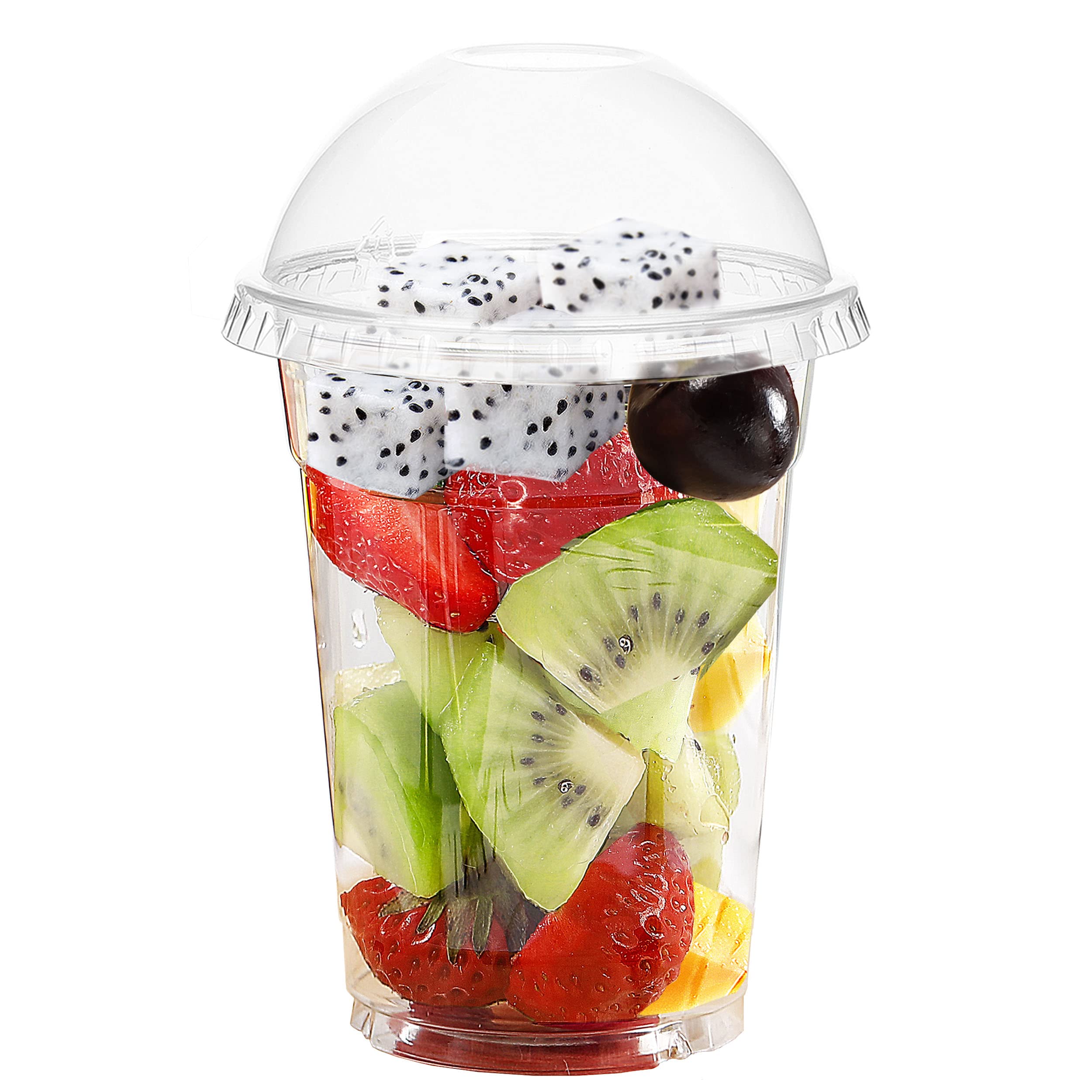 Fabulous Party [200 Sets- 16 Oz Clear Plastic Cups with Dome Lids] PET Crystal Clear Cups with Dome Lids, To Go Cup for Ice Cream Fruit Parfait Dessert Milkshake Iced Coffee Cold Drink
