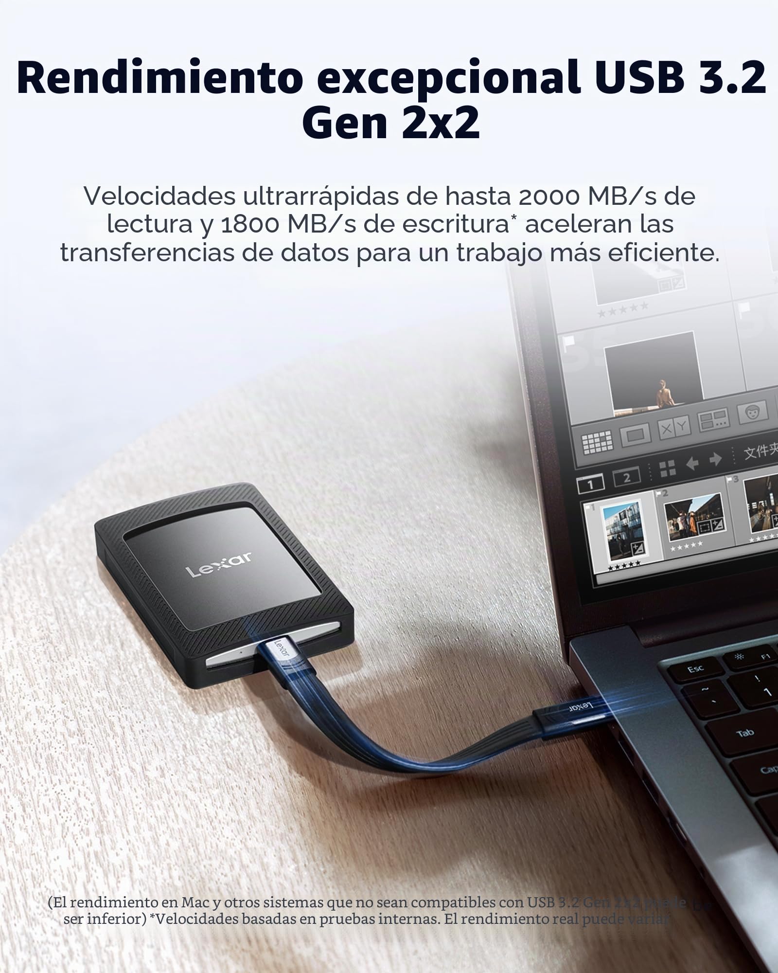 Lexar SL500M 4TB SSD Externo con Juego Magnético, SSD Portátil USB3.2 Gen2x2, Lectura de hasta 2000 MB/s, Unidad de Estado Sólido Externa Delgada Compatible con iPhone15 Series/Mac/PS5/XBOX/Laptop/PC