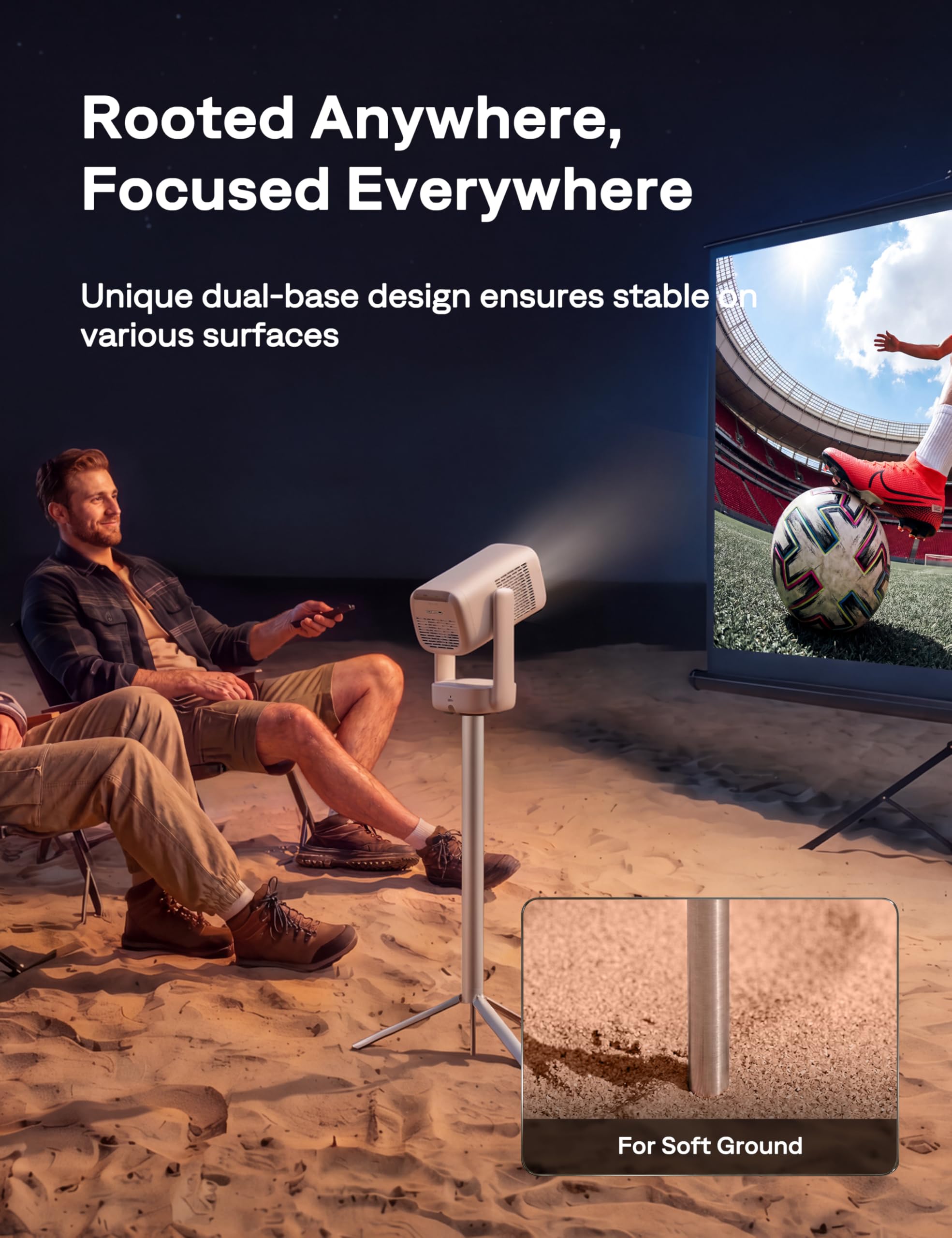 Aurzen PowerBase-Ständer für Boom Air/D1 air Projektoren, 2-in-1-Powerbank mit 25000 mAh Akku, 2 Stunden Wiedergabezeit, flexibel und tragbar für Outdoor-Kino, Heimkino, Reisen usw.