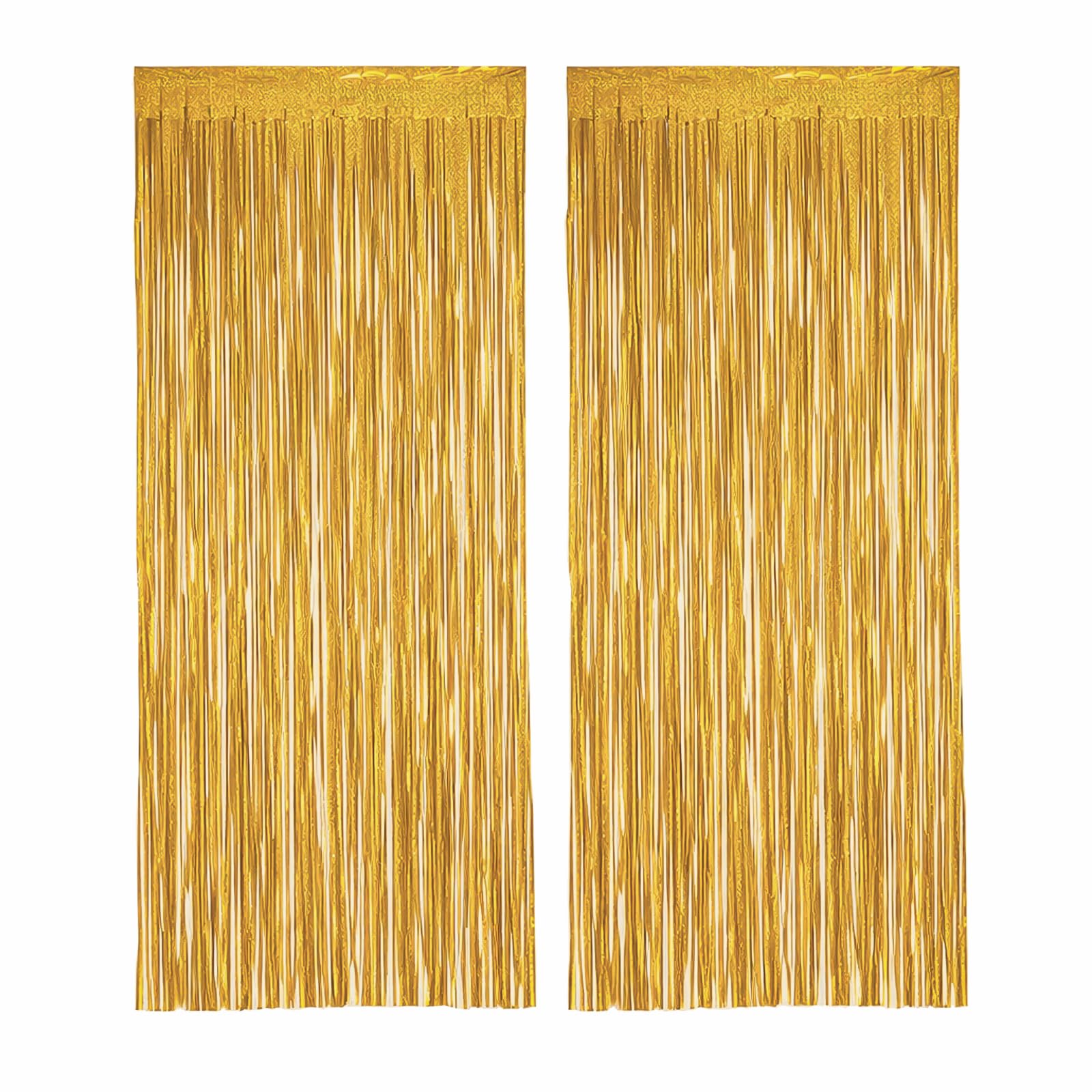 PHENO FLAGS 2 sztuki złotej kurtyny z lametą, 1x2,5m - brokatowa dekoracja sylwestrowa w błyszczącym metalicznym wyglądzie, łańcuch choinkowy na Twoją imprezę