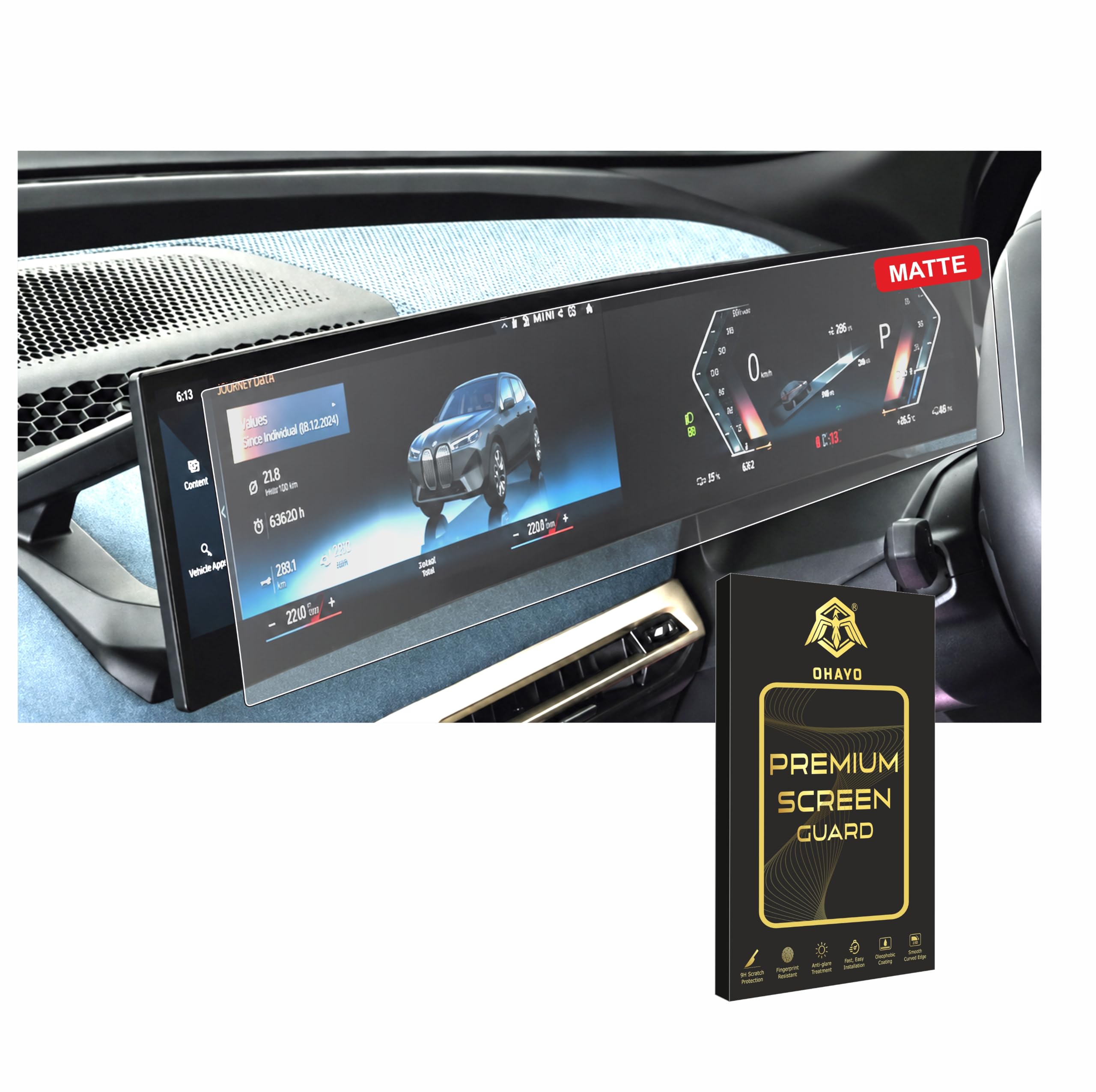 OHAYO Screen Protector Compatible with BMW 3 Series 330Li & M340i Car Infotainment Display | 9H Hardness Military Strength Anti Scratch Anti Fingerprint HD Clarity Bubble Free Easy Installation | Not Tempered Glass-image-29