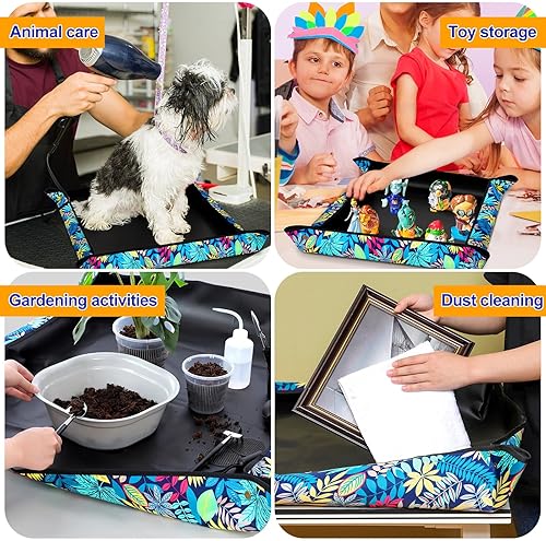 Miniatura 4 de Umigy 3 alfombrillas de trasplante para plantas de interior, bandeja portátil para macetas con 30 almohadillas de malla, 13 mini herramientas de