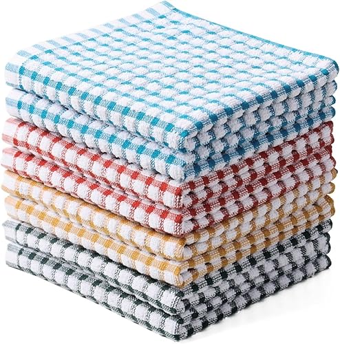 Oeleky Paños de cocina 100% algodón para lavar platos, trapos de cocina de 12 x 12 pulgadas, paños de cocina absorbentes, paquete de 8, paños de