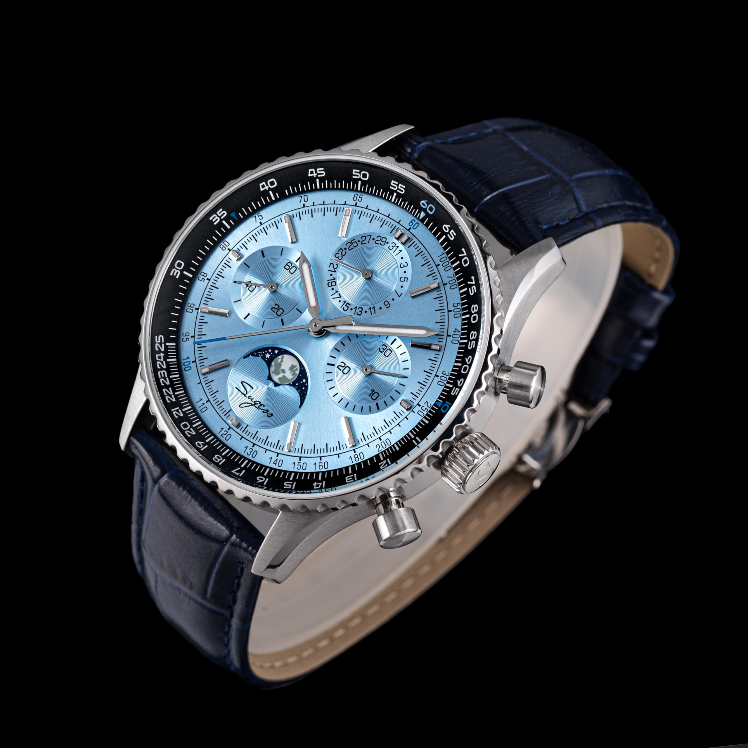 Sugess S468.SE.E MoonPhase Master Gold Swan Neck Seagull ST1908 Saphirglas Mechanisches Uhrwerk Herren Chronograph mechanische Herrenuhr 1963