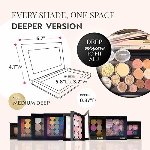 Miniatura 3 de Deep Medium Z Palette - Paleta de maquillaje magnética, paleta magnética vacía, paleta de maquillaje magnética universal para sombras de ojos,