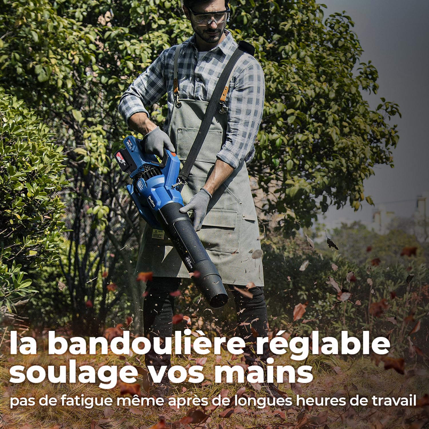 DongCheng Souffleur à feuilles sans fil 18 V Technologie turbine à vitesse continue 192 km/h 825 m³/h avec 3 buses Batterie 4 Ah et chargeur pour feuilles de masse et déchets tenaces