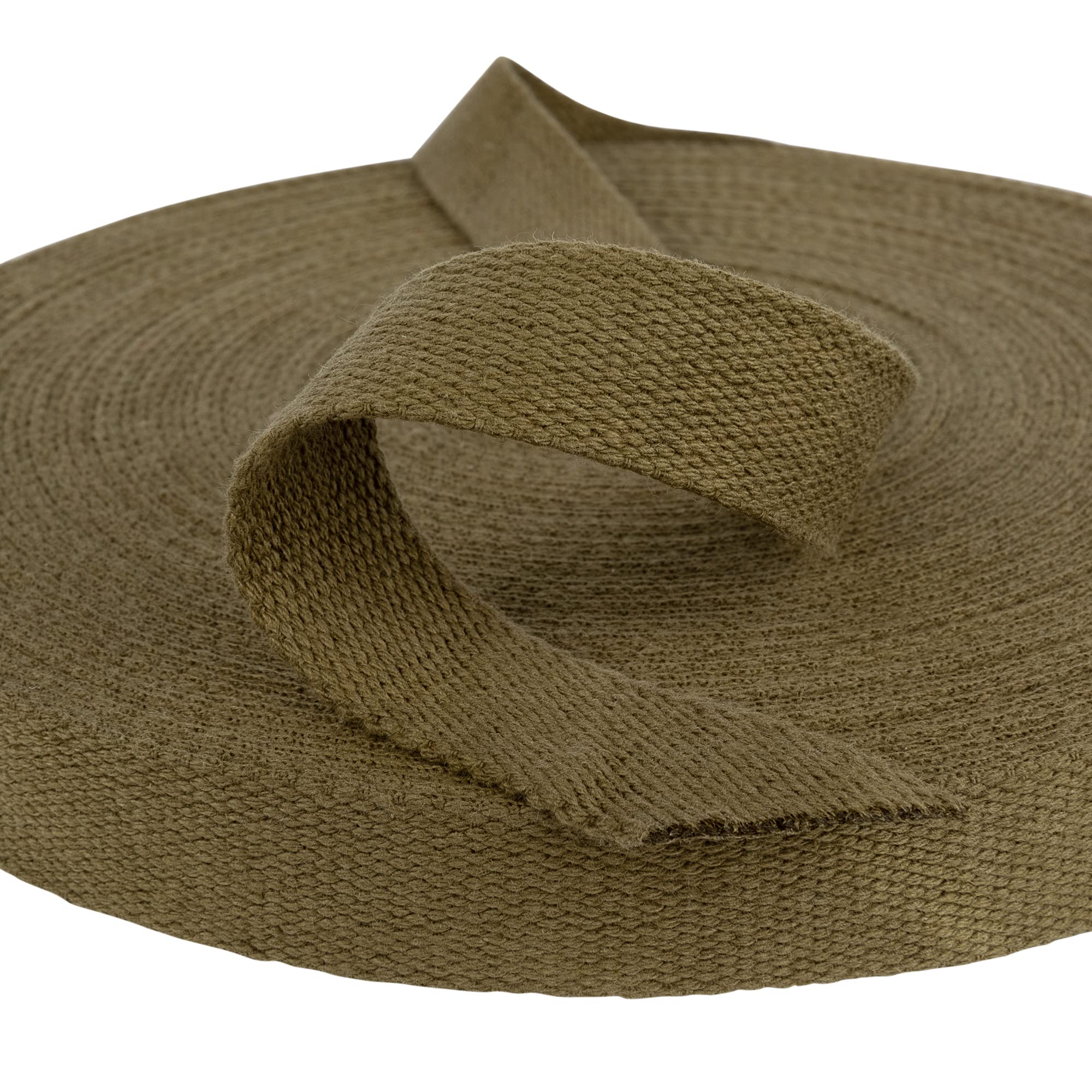 Cotton Bag Strapping - 25mm Wide Premium Rucksack Luggage Strap, Cotton Fabric, Webbing Strap, Heavy Duty Straps, Bag Making Supplies, Upholstery Strap by Discount Fabrics LTD (Khaki,10m)
