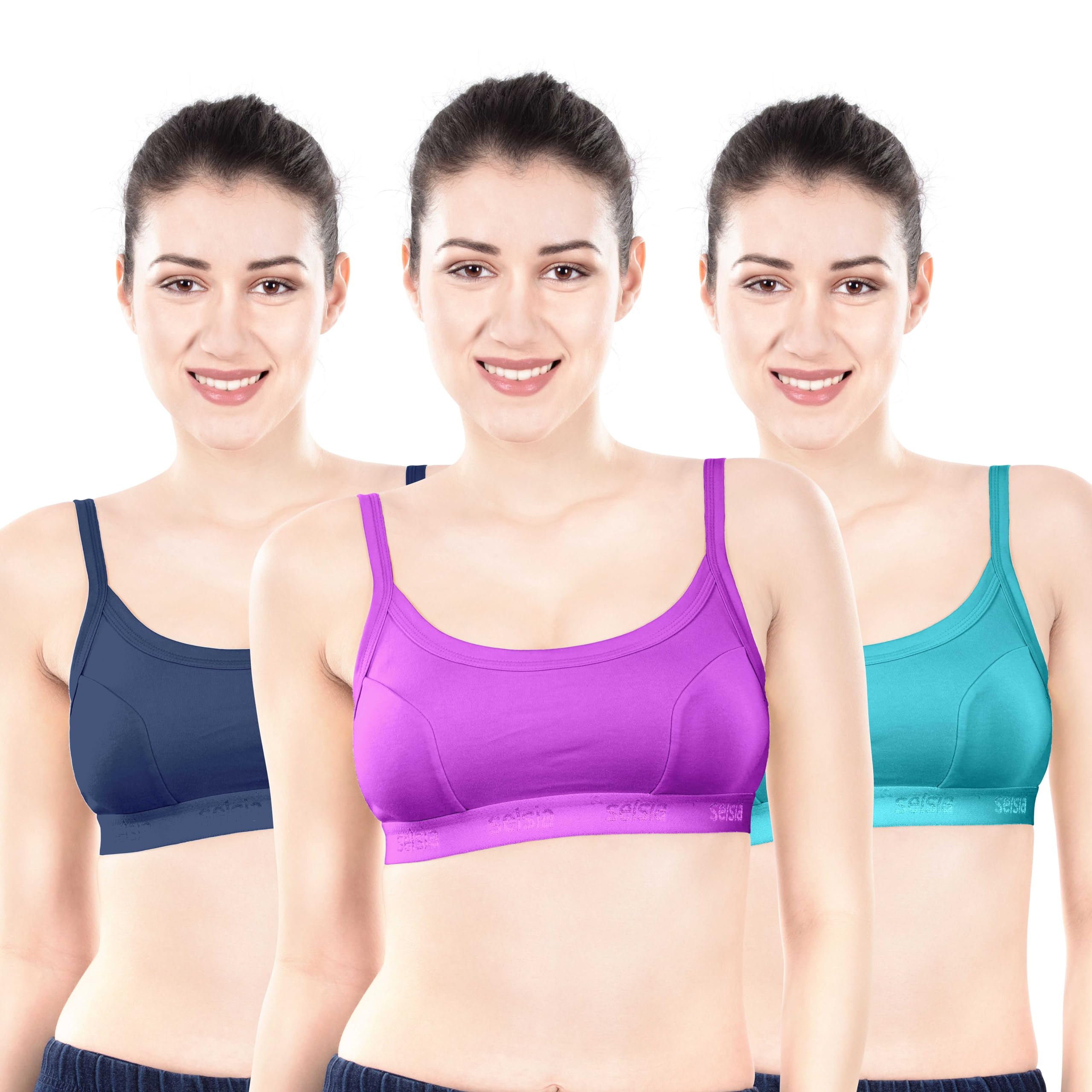 selsia trendy women Selsia Women's Cotton Sports Bra | Pack of 3 | (Multi Color)-picture-36