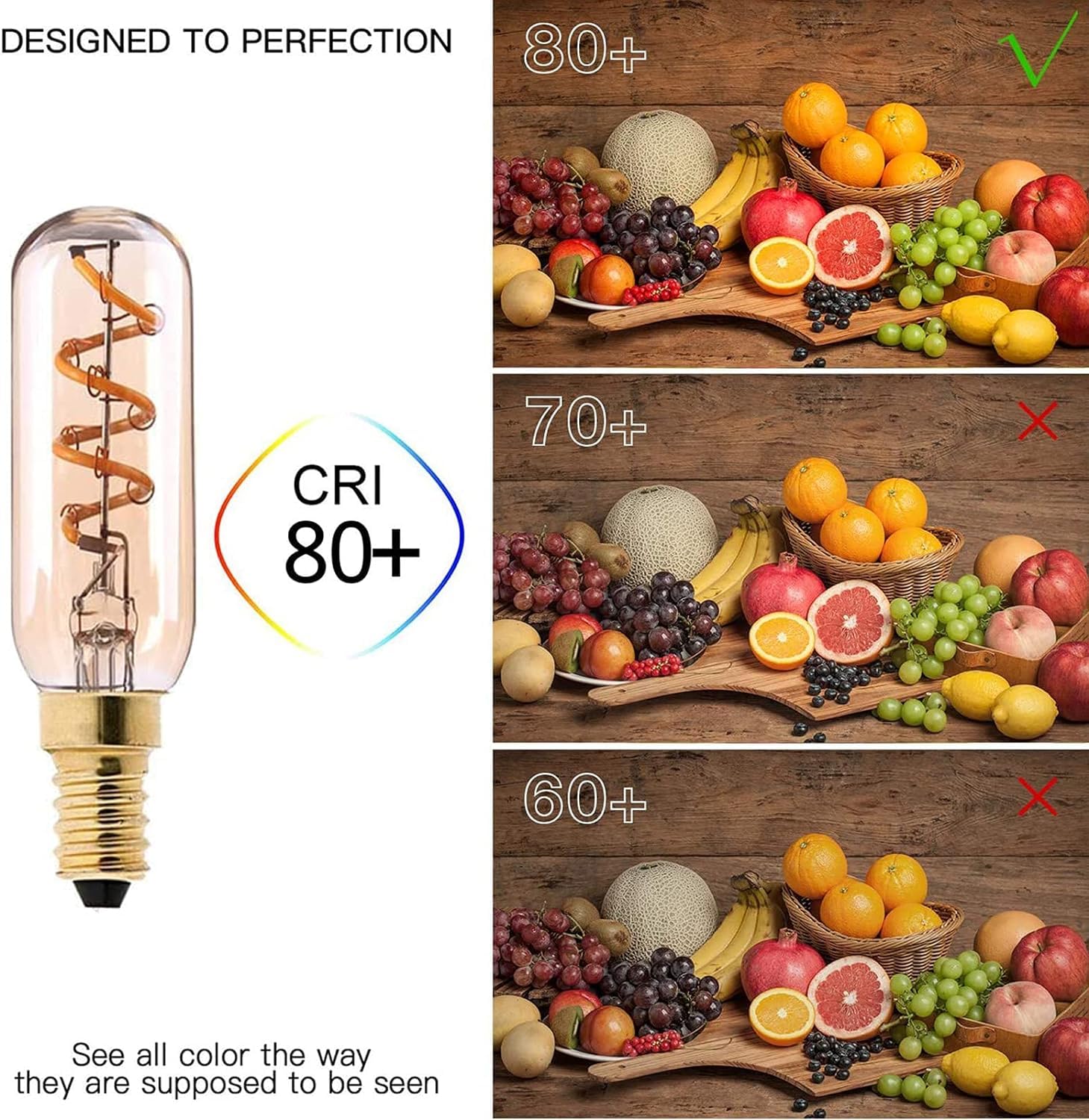 Lampadina a filamento LED tubolare stile Edison E14 3 W Lampadina nostalgica T25 dimmerabile, base a vite E14, giallo caldo 2200 k, 360 gradi; Angolo del fascio, confezione 10