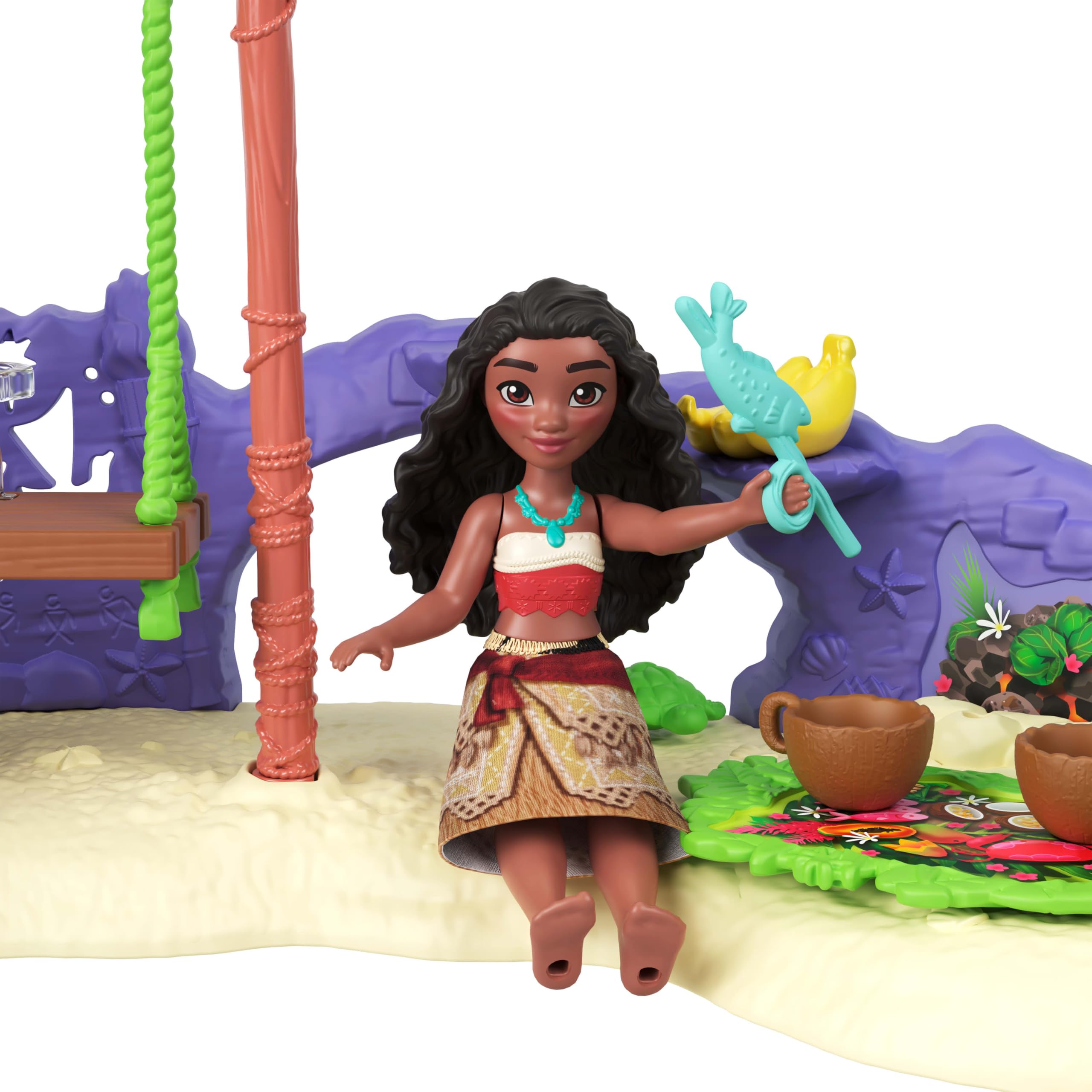 Mattel Disney Moana 2 Toys, Moana’s Island Adventure Playset with Moana & Simea Small Dolls, 2 Character Friends, 5 Play Areas & 8 Accessories
