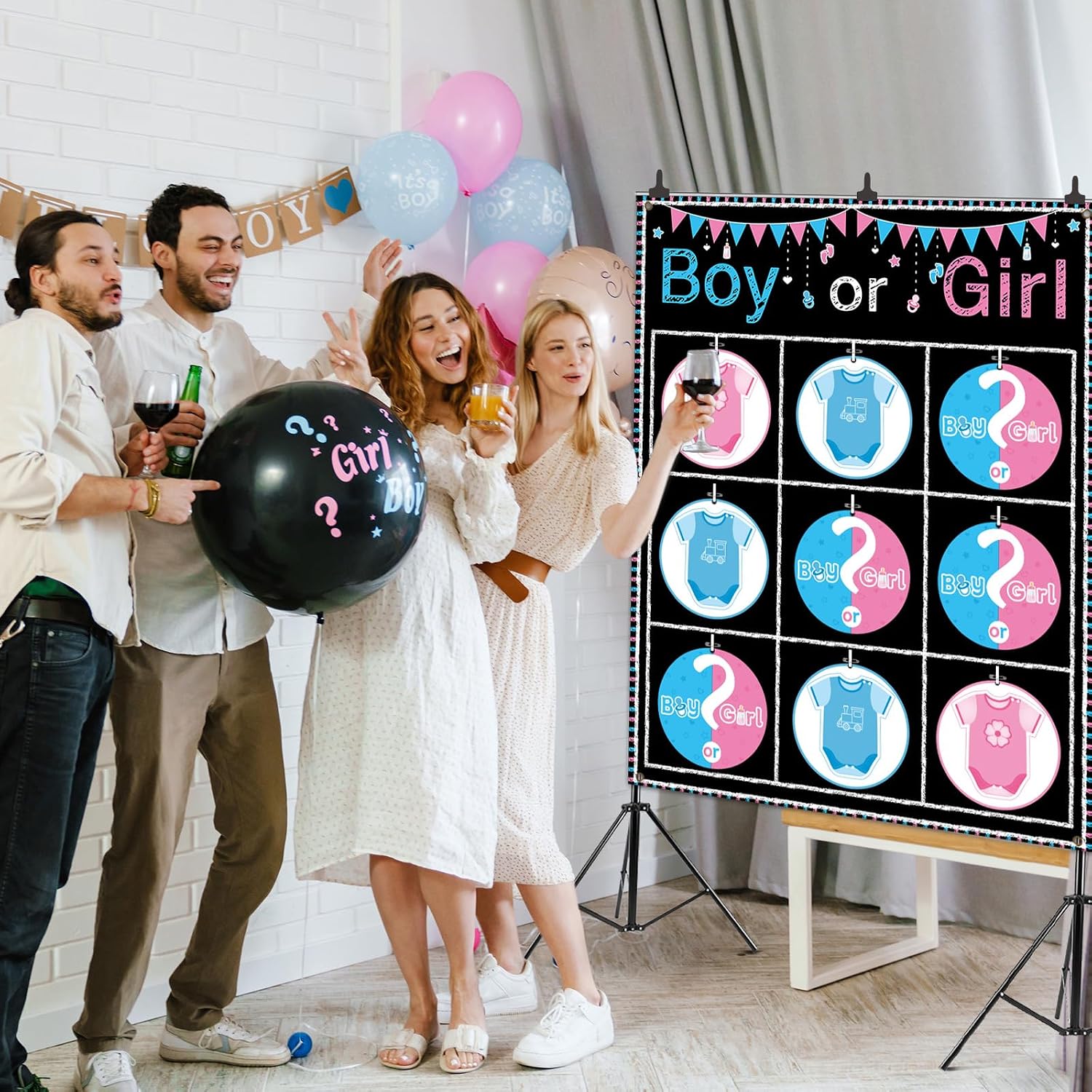 Gender Reveal Tic Tac Toe Board Game Set Gender Reveal Ideas for Boy or Girl Gender Reveal Party Supplies Black X and O Game Noughts and Crosses Guessing Game Set for Baby Shower Party Favors