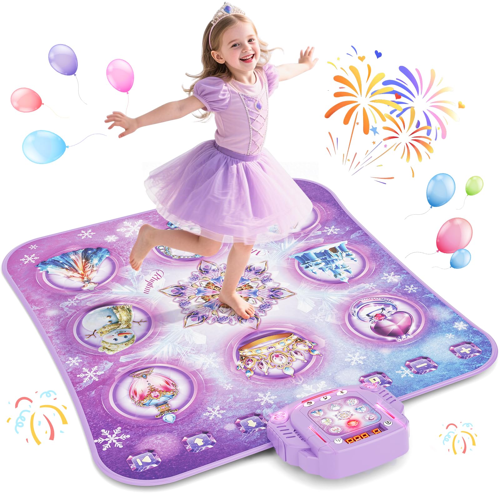 Tappetino da ballo bambini giocattolo regalo bambine,Dance Mat a 8 pulsanti con Bluetooth,4 modalità di gioco,musica integrata,regalo di compleanno e Natale per la principessa viola,età 3 4 5 6-8 anni