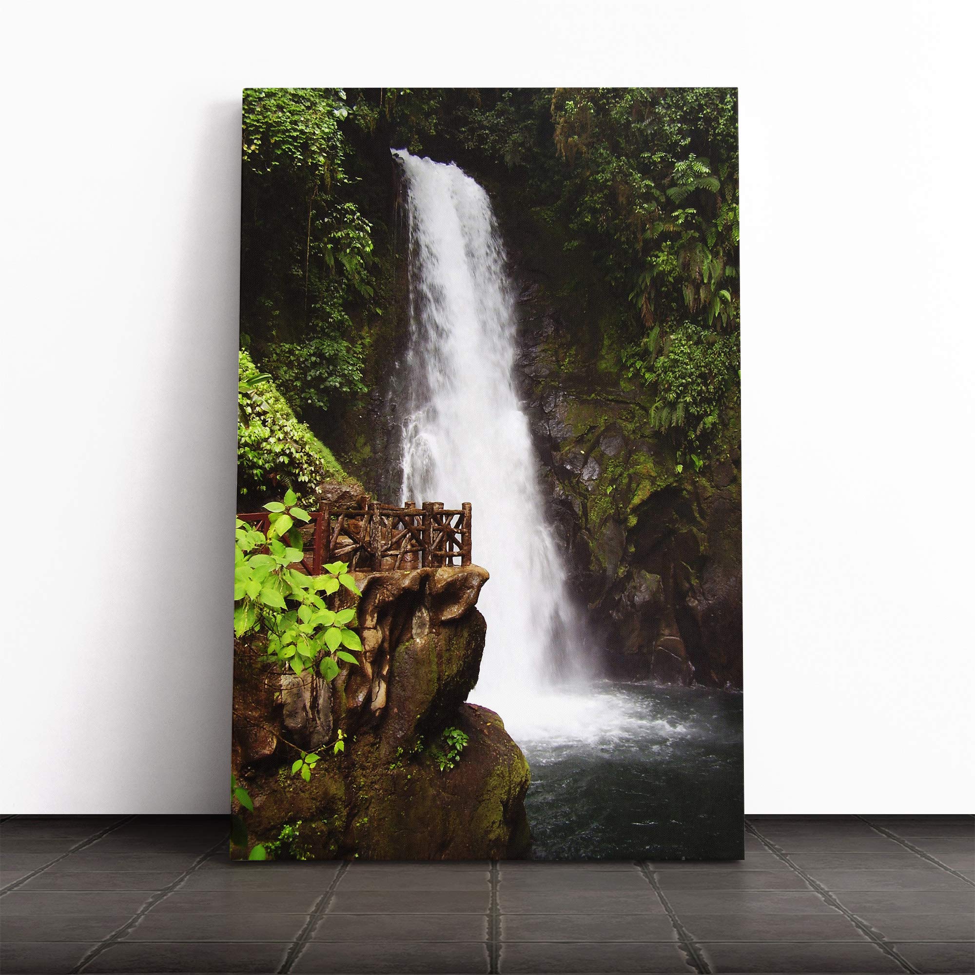 Costa Rica Waterfall Canvas Print | Gallery Wrapped 30mm Frame Wall Art | 30x20 inches | Ready to Hang | Modern Landscape Picture | Living Room Bedroom Lounge Office