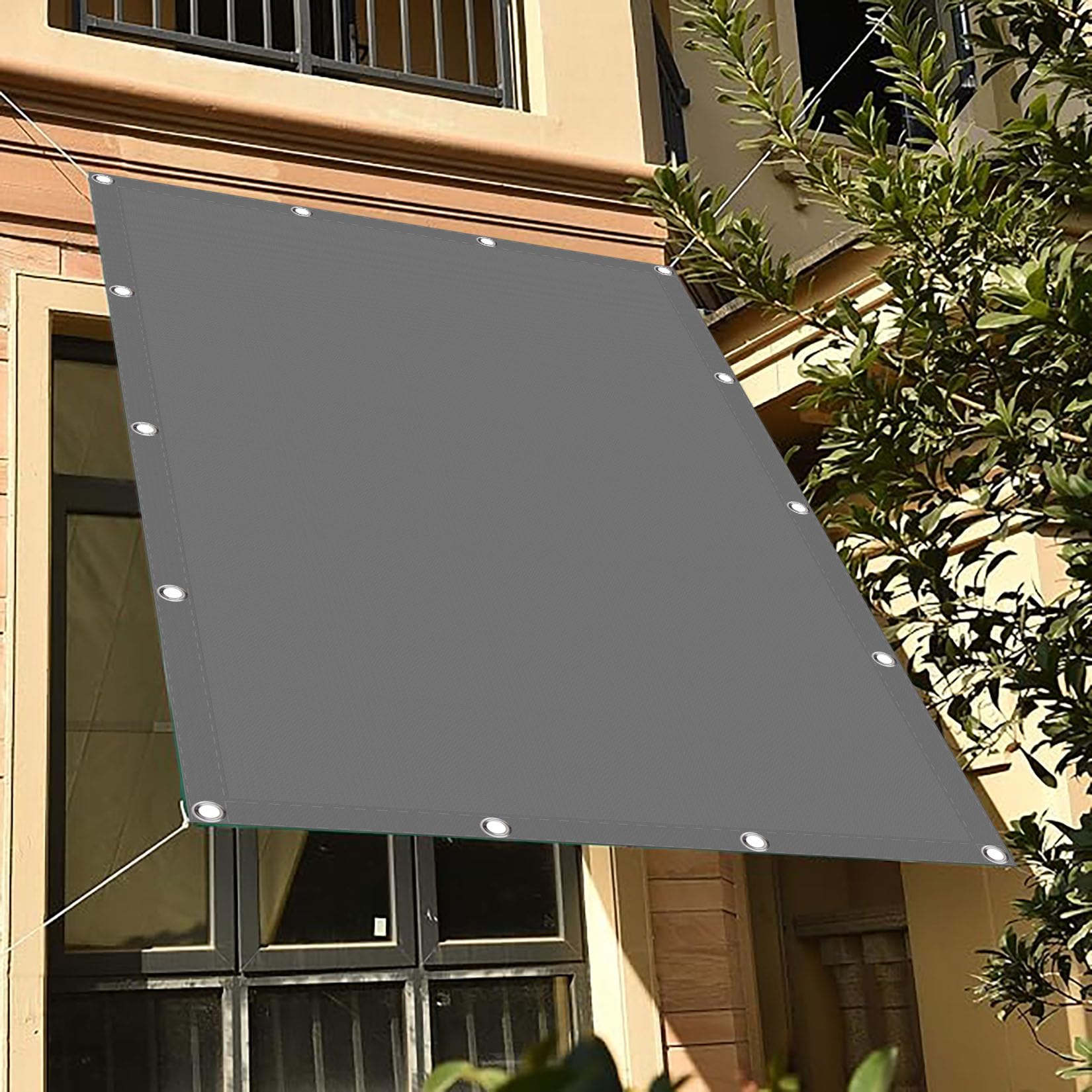 Sonnensegel Dreieckig 180 x 250 cm Wasserdicht Sonnenschutz UV Schutz Segeltuch im Viele Größe Und Farben für Patio Hinterhof Rasengarten Outdoor-Aktivitäten, Hellgrau