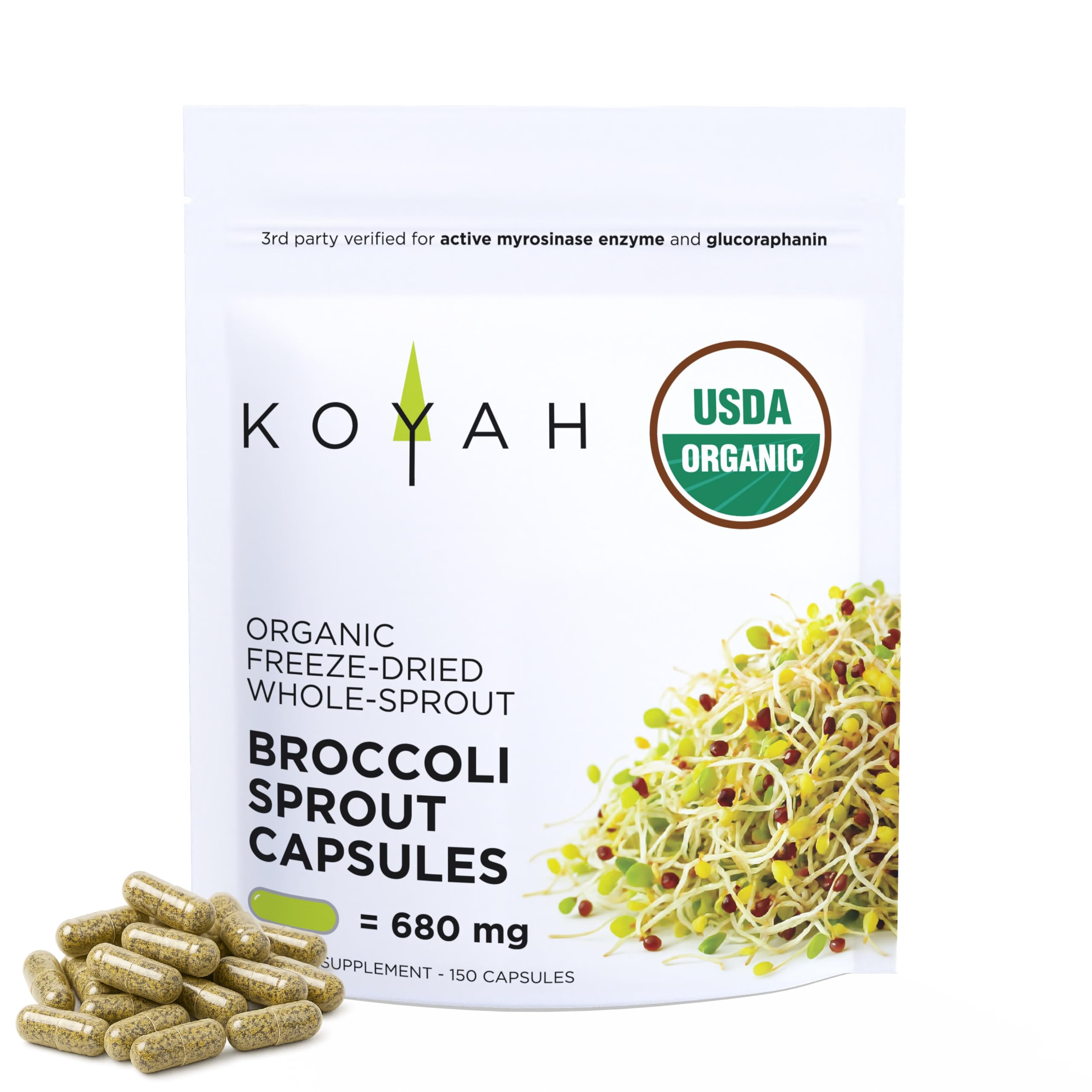 Amazon.com: KOYAH - Organic Broccoli Sprout Capsules, Freeze-Dried
