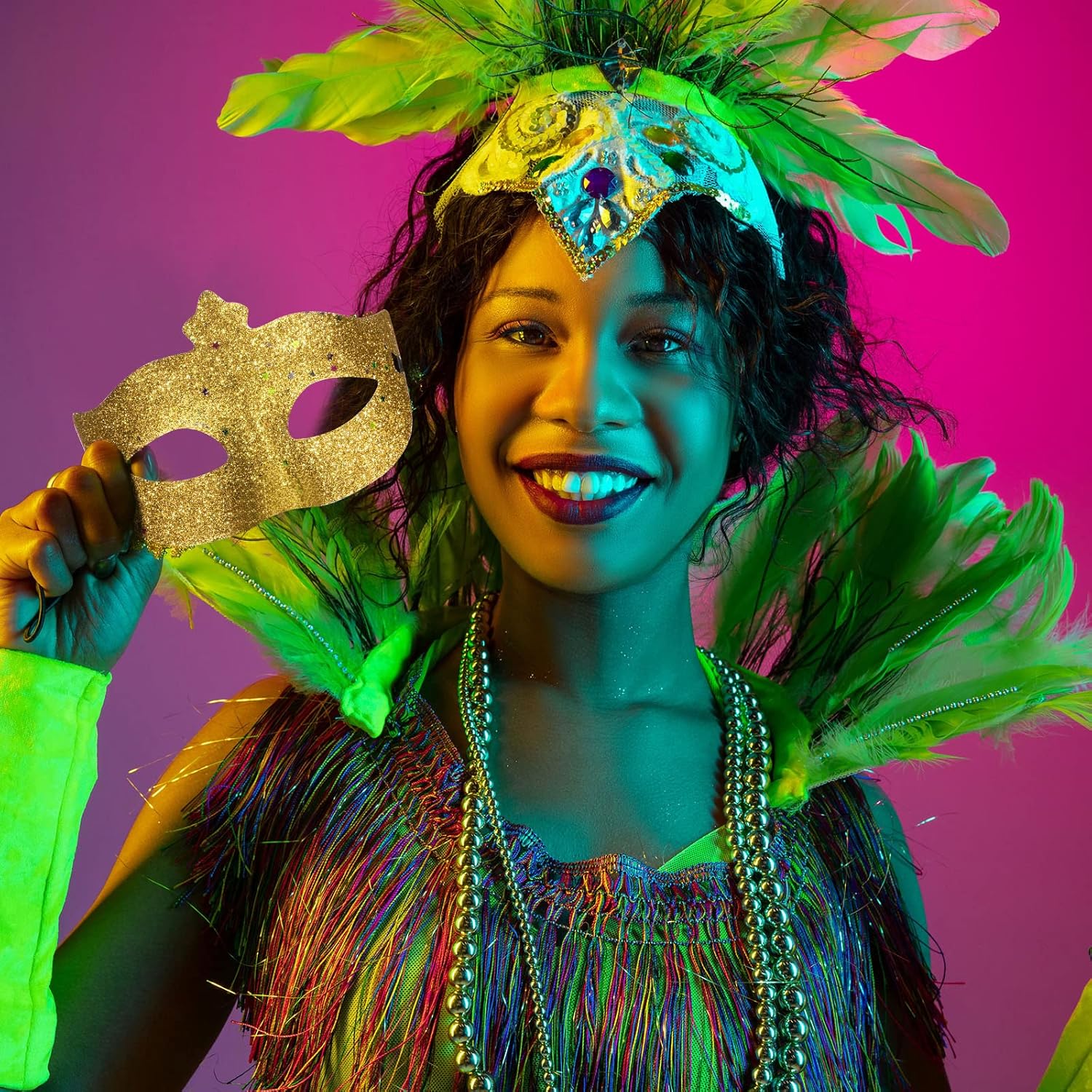 Sanwuta 60 Pcs Mardi Gras Masks Masquerade Mask Bulk Glitter Shining Half Face Masks Multicolor Masks Masquerade Party Decor Costume Accessory Props - Image 5