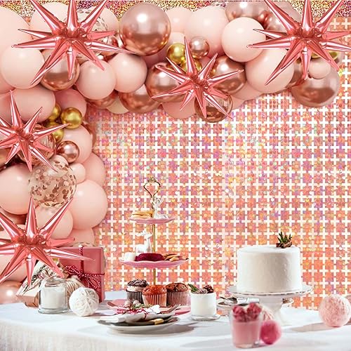 Miniatura 8 de 8 globos de estrella, enormes globos de aluminio de estrella de explosión de oro rosa para cumpleaños, baby shower, despedida de soltera, boda,