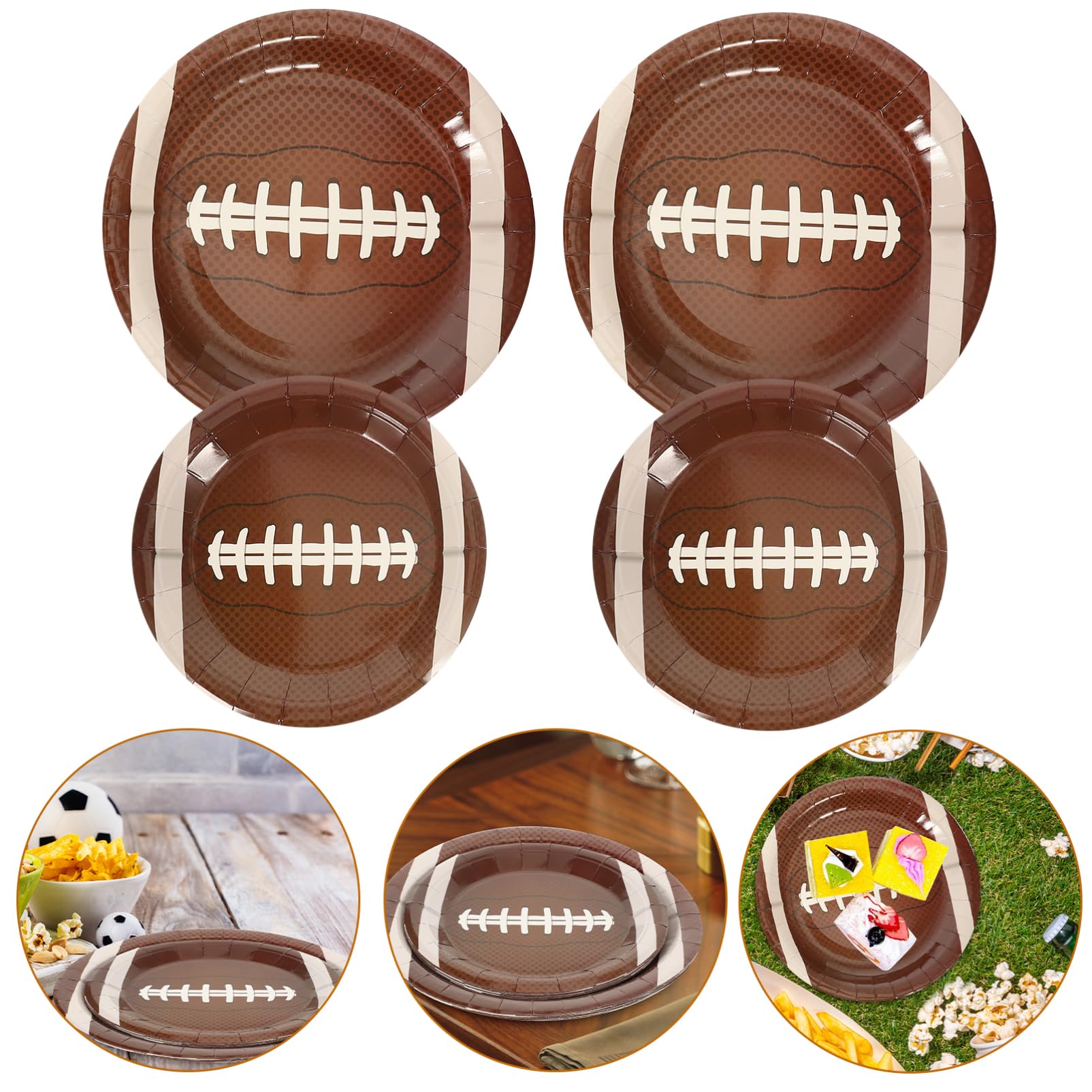 Gogogmee Rugby Paper Plate Set 20pcs Disposable Snack Serving Plates Rugby Theme Party Tableware Paper for Outdoor/indoor Events