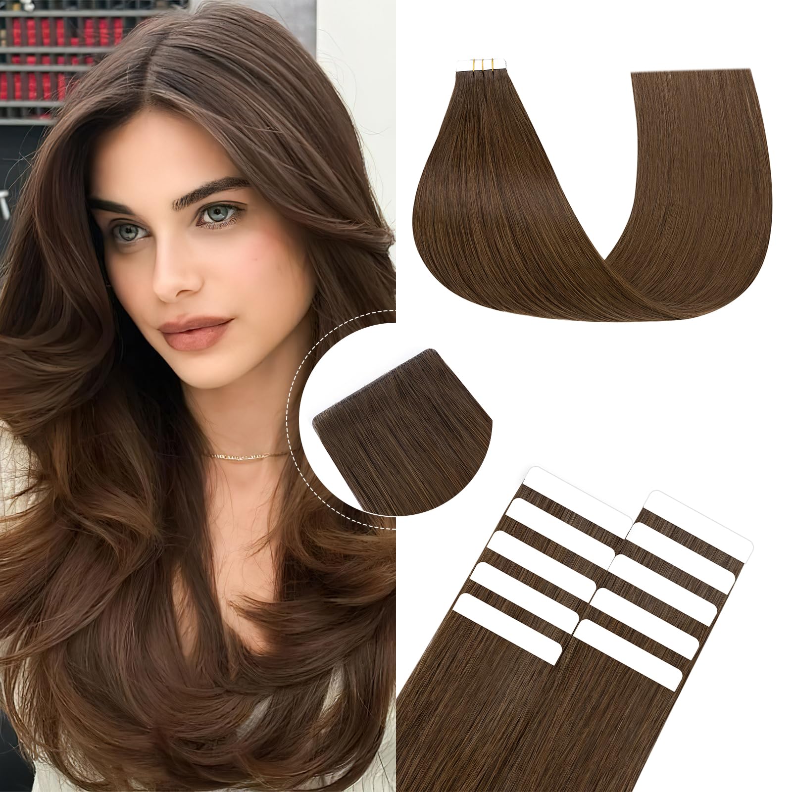 SEGOHAIR Tape in Hair Extensions Human Hair Virgin Hair Pieces Injected Remy Tape Hair Extensions