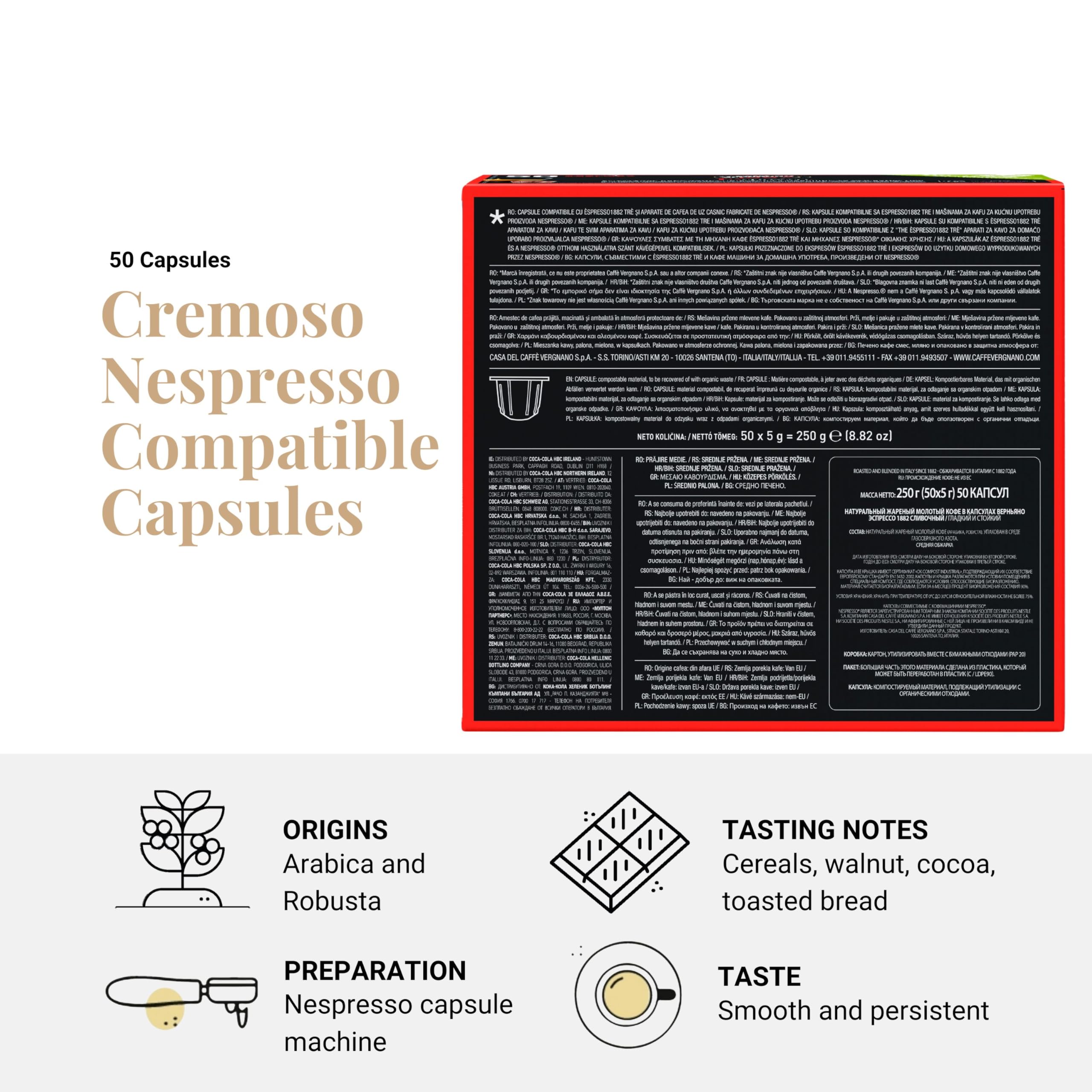 Amazon.com: Caffe' Vergnano 1882 Medium Roast Espresso Original