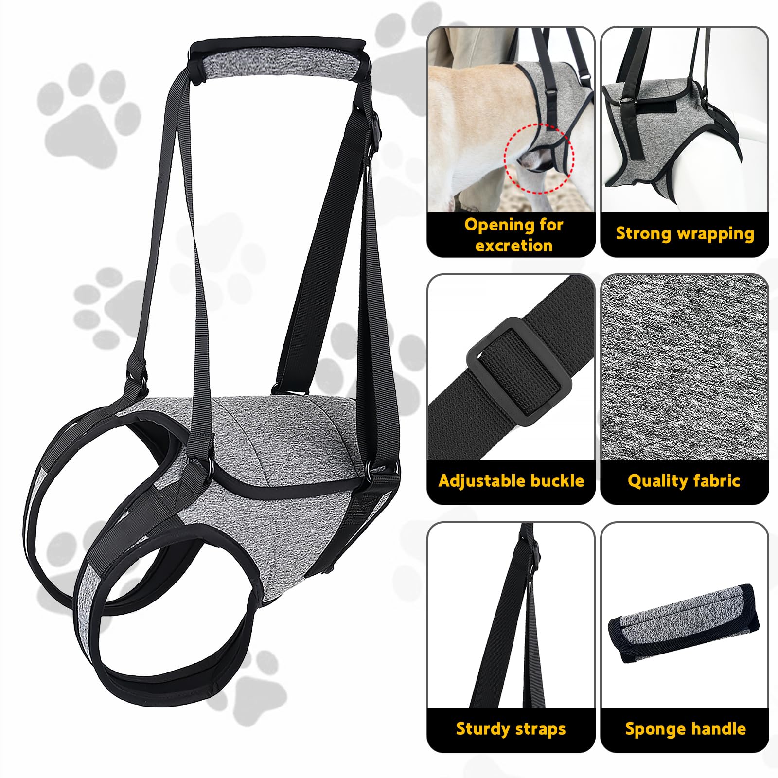 Dog Lifting Harness for Back Legs Dog Support Harness Slings for Large Medium Small Adjustable Dogs Brace for Hind Leg Support Strap for Injured Disabled Elderly Dogs Walking Aid (M) - Image 2