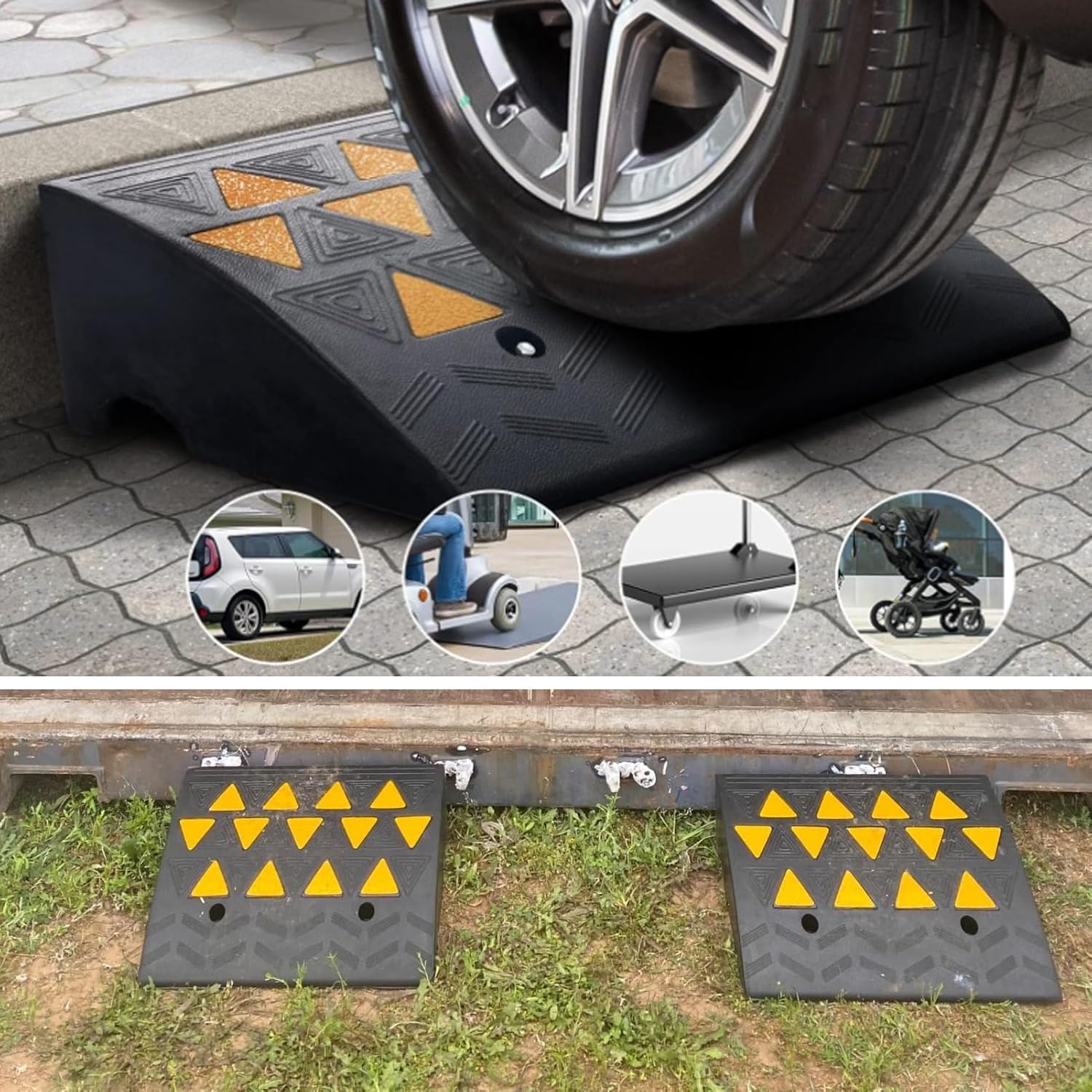 Rampy gumowe 6-calowa gumowa mata na krawężnik, na wózek inwalidzki, rower, motocykl, pas dla samochodów