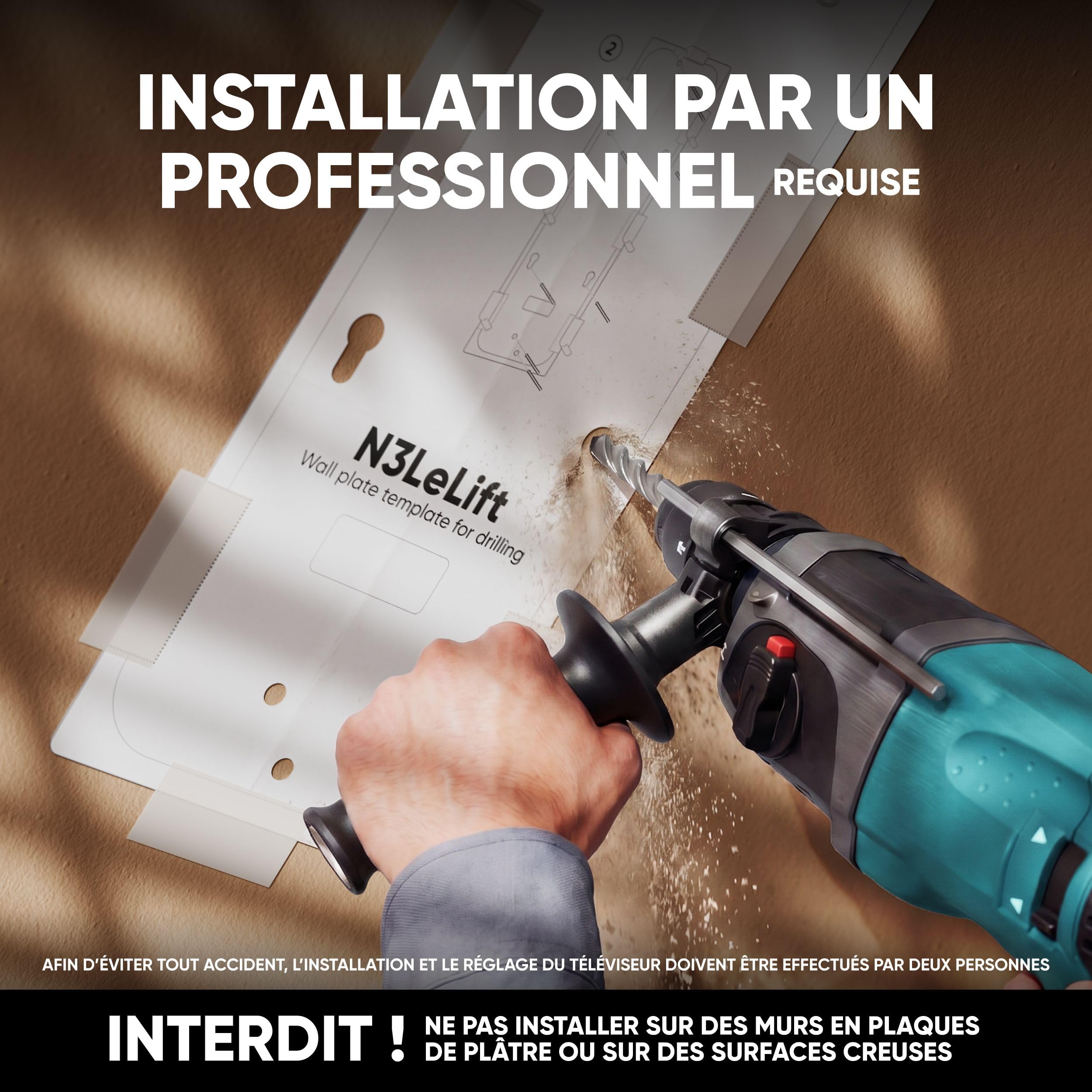 ONKRON Support TV Plafond Motorisé pour 50-75 Pouces Téléviseur Jusqu’à 40 kg, Support Tele Motorisé VESA 200x200-600x600, Accroche Tele Electrique, Fixation Television sous Pente Noir N3LE-B