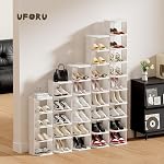 UFORU Small Shoe Rack, 5 Tier Plastic Vertical Shoe Rack for Small and Narrow Spaces, Free Standing Shoe Organizer for Closet, Entryway