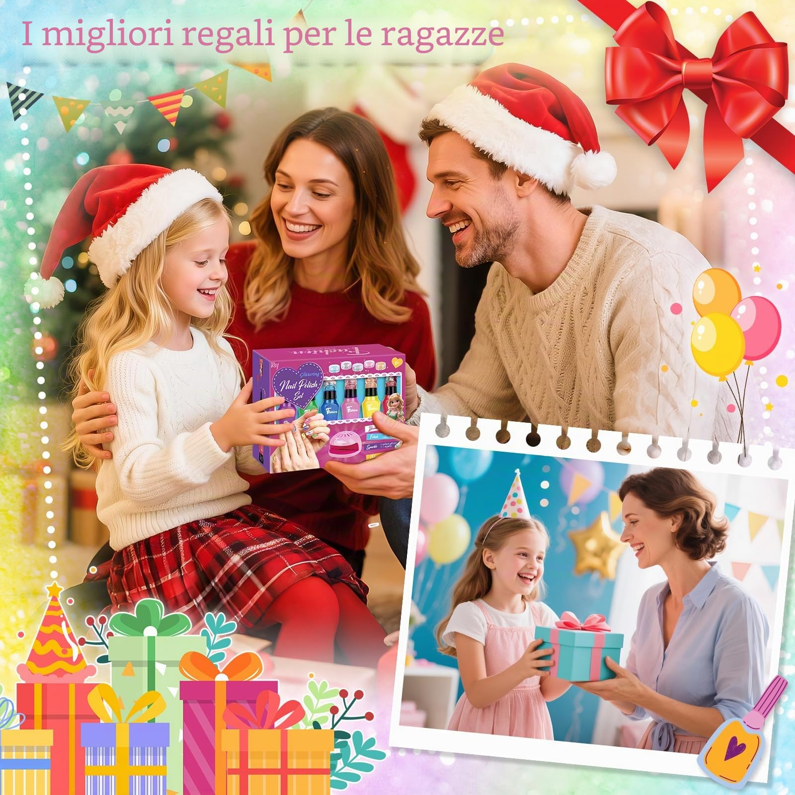 Regalo Bambina 6 7 8 9 10 Anni: Smalto Unghie Bambini, Smalti Non Tossico Staccabile Kit Unghie con Penna Asciuga Smalto, Regali di Compleanno per Ragazze, Salone Bellezza Giochi 5-12 Anni Femmina