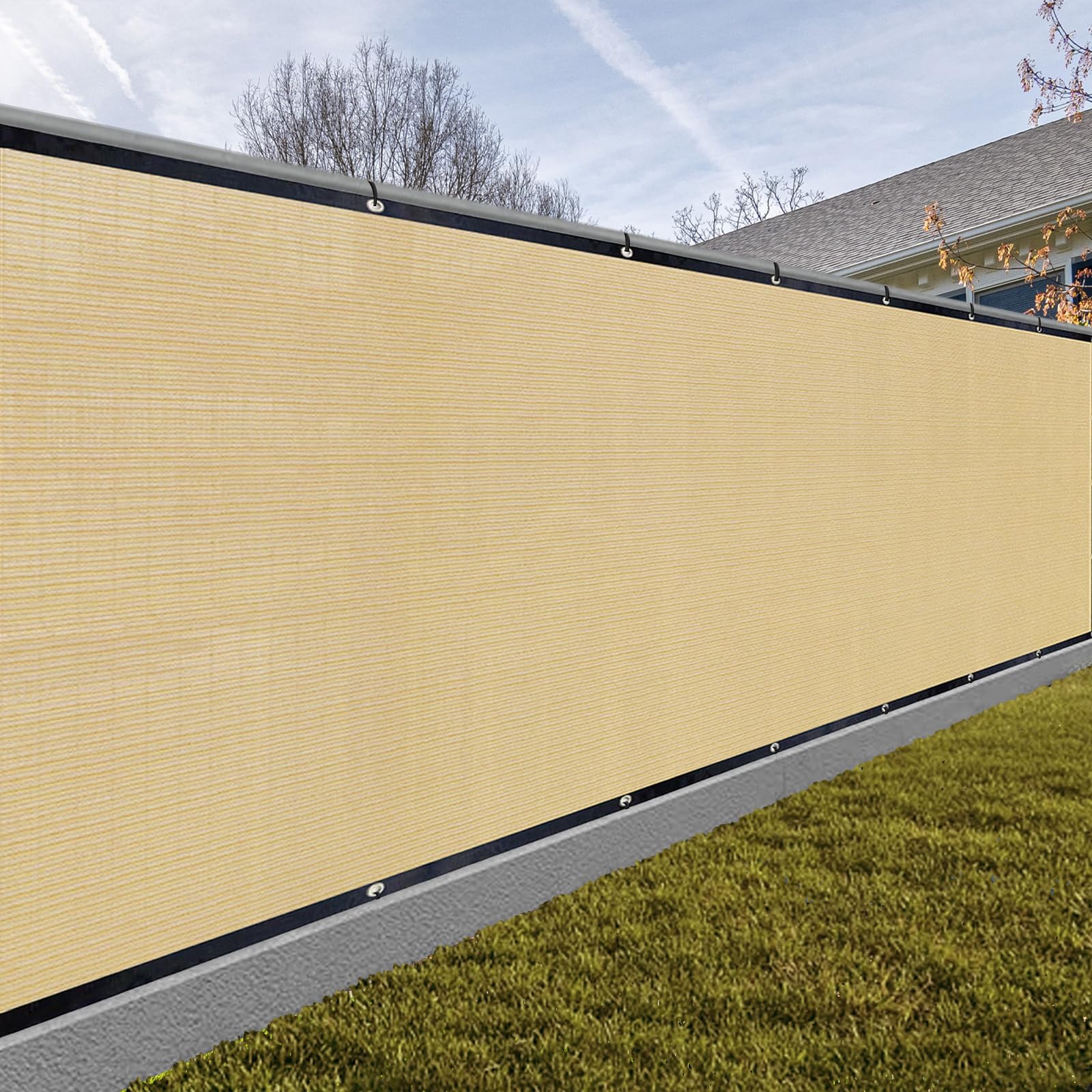 SUNNY GUARD 8 ft x 50 ft Sand Privacy Screen