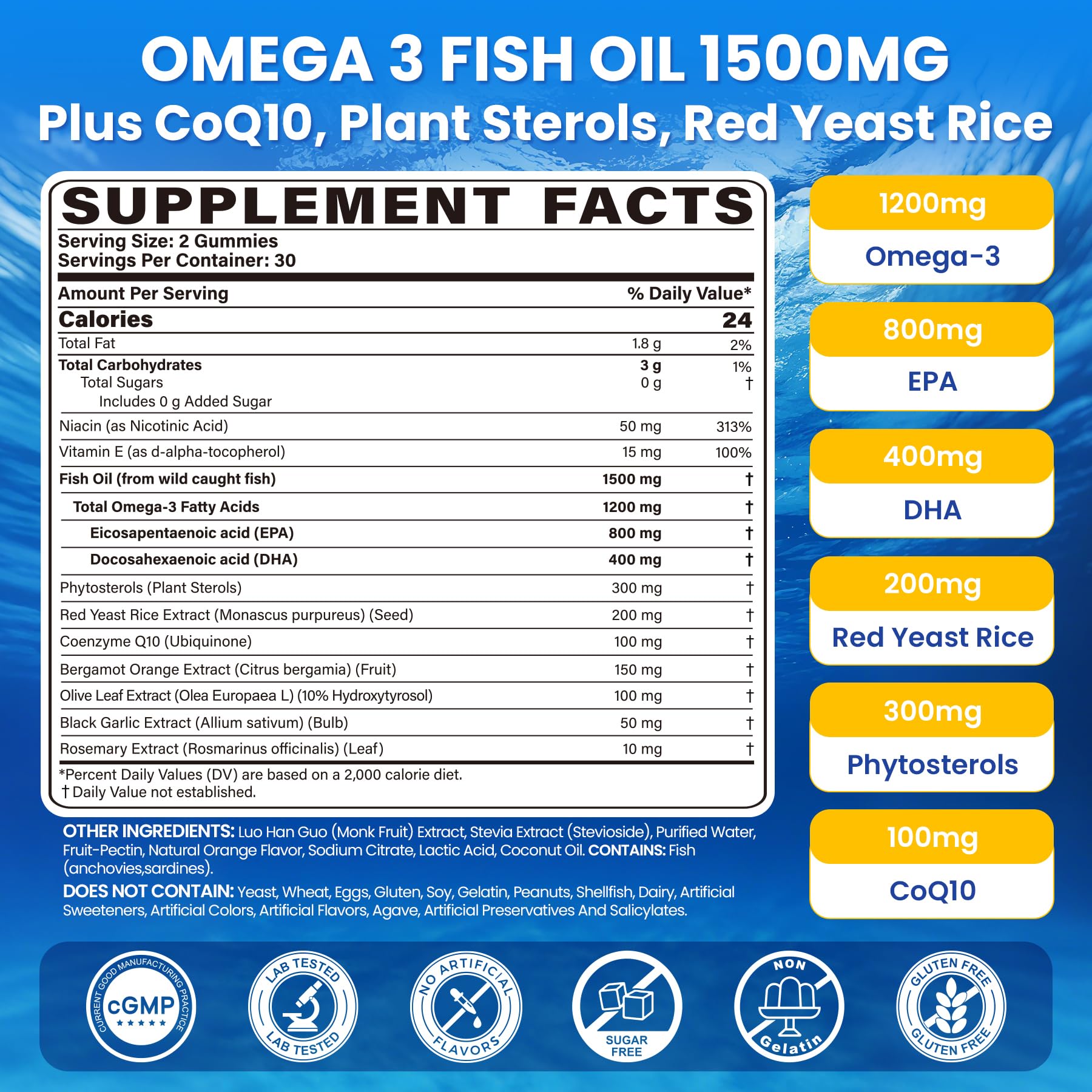 Fish Oil Omega 3 Gummies 1500mg for Adults, Triple Strength Omega-3 EPA DHA — Amazon image 2