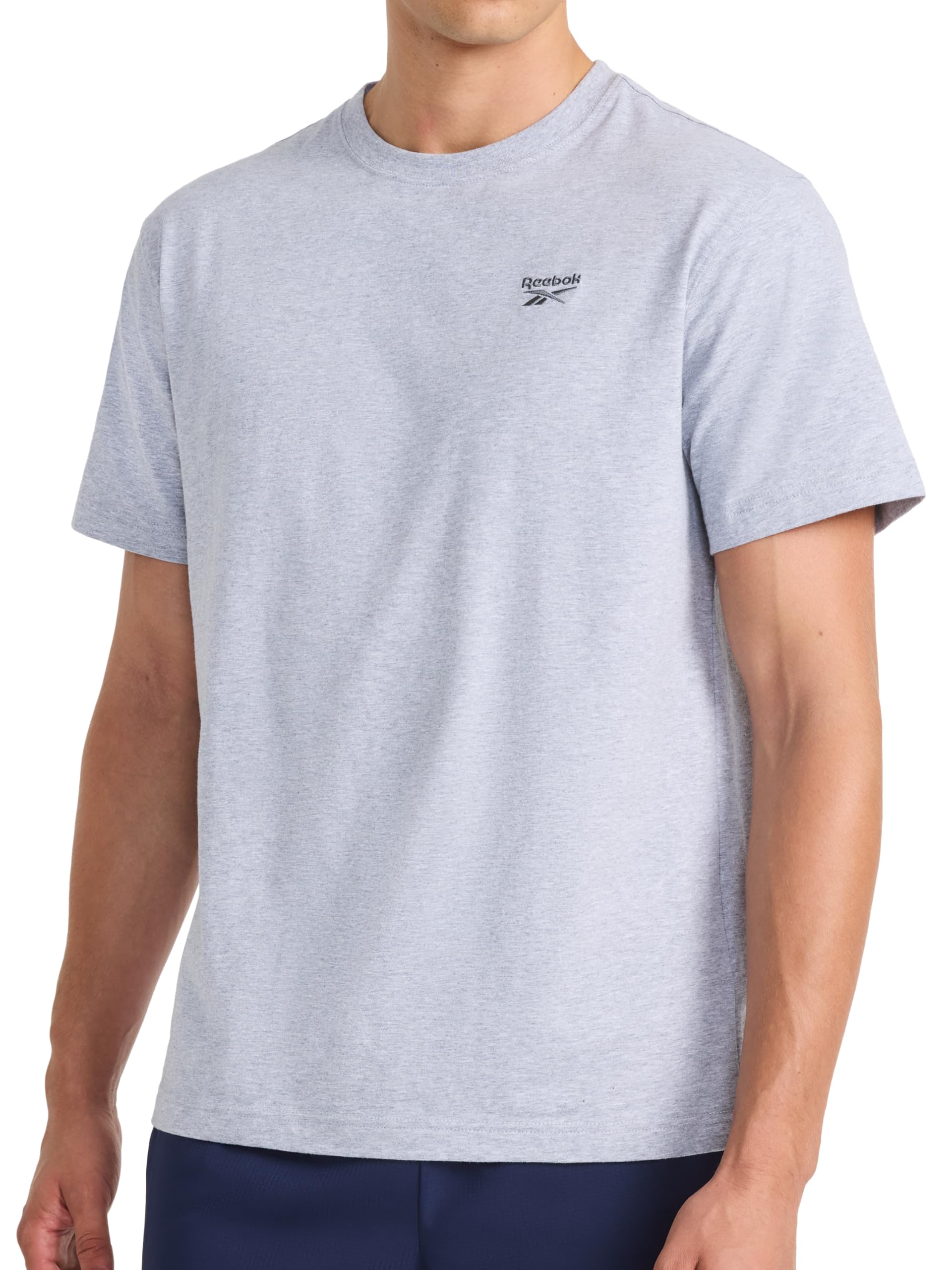 Reebok Apparel Mens Vector Embroidery Crewneck T-Shirt, Grey Heather, Large