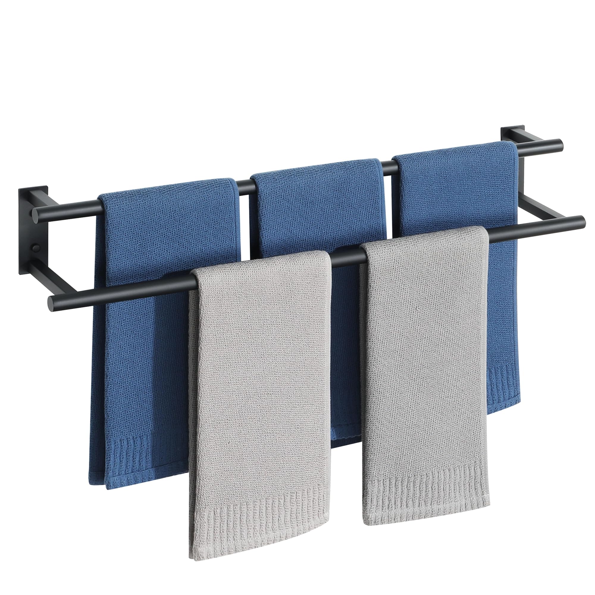 Mooche Handtuchhalter Schwarz Wand, SUS304 Edelstahl Doppelter Gästehandtuchhalter,70CM Handtuchhalter Rostfrei und Langlebig, Handtuchständer Küche für Bad und Schlafzimmer