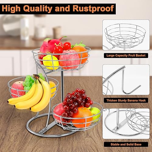 Miniatura 7 de Livabber Cesta de frutas con colgador de plátano, cesta de almacenamiento de frutas y verduras con soporte para árbol de plátano para encimera de