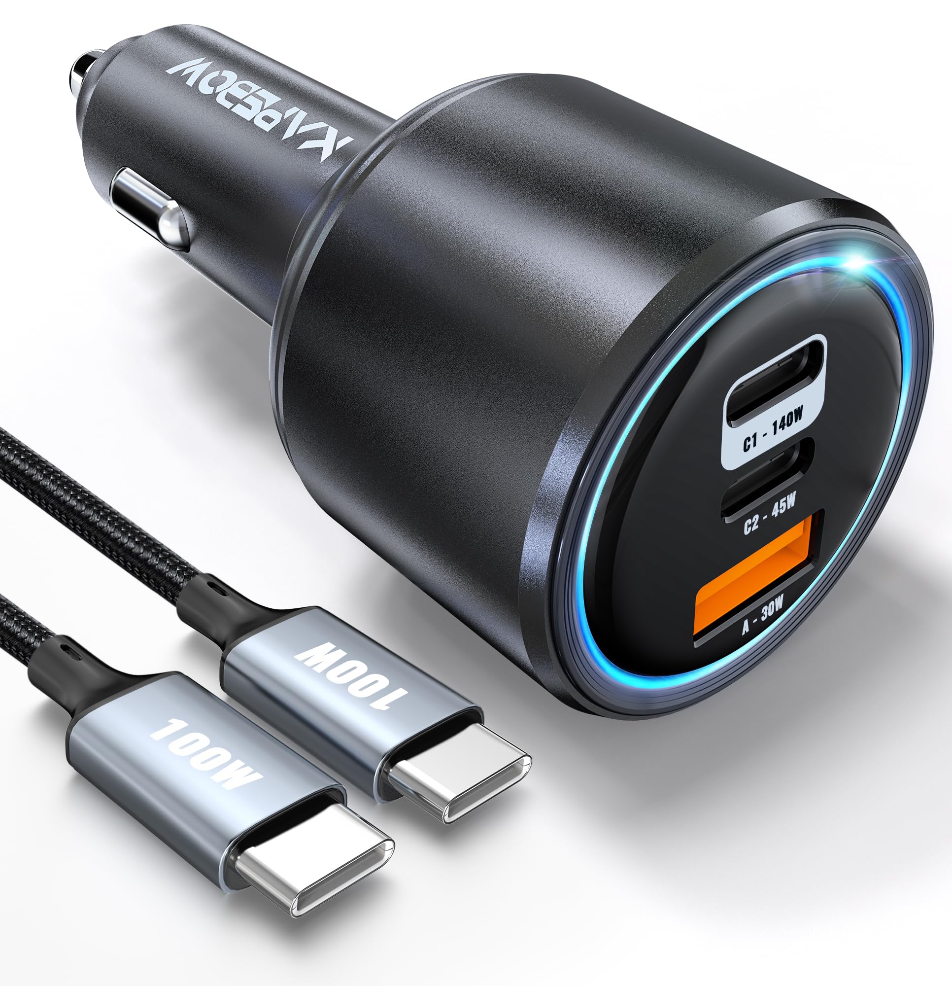 Kapebow USB C Car Charger-215W 3 Port Superfast Charging Car Charger Adapter for MacBook Pro/Air, Laptop, iPad, iPhone 14/13/12/11,Samsung Galaxy S23/22, Pixel